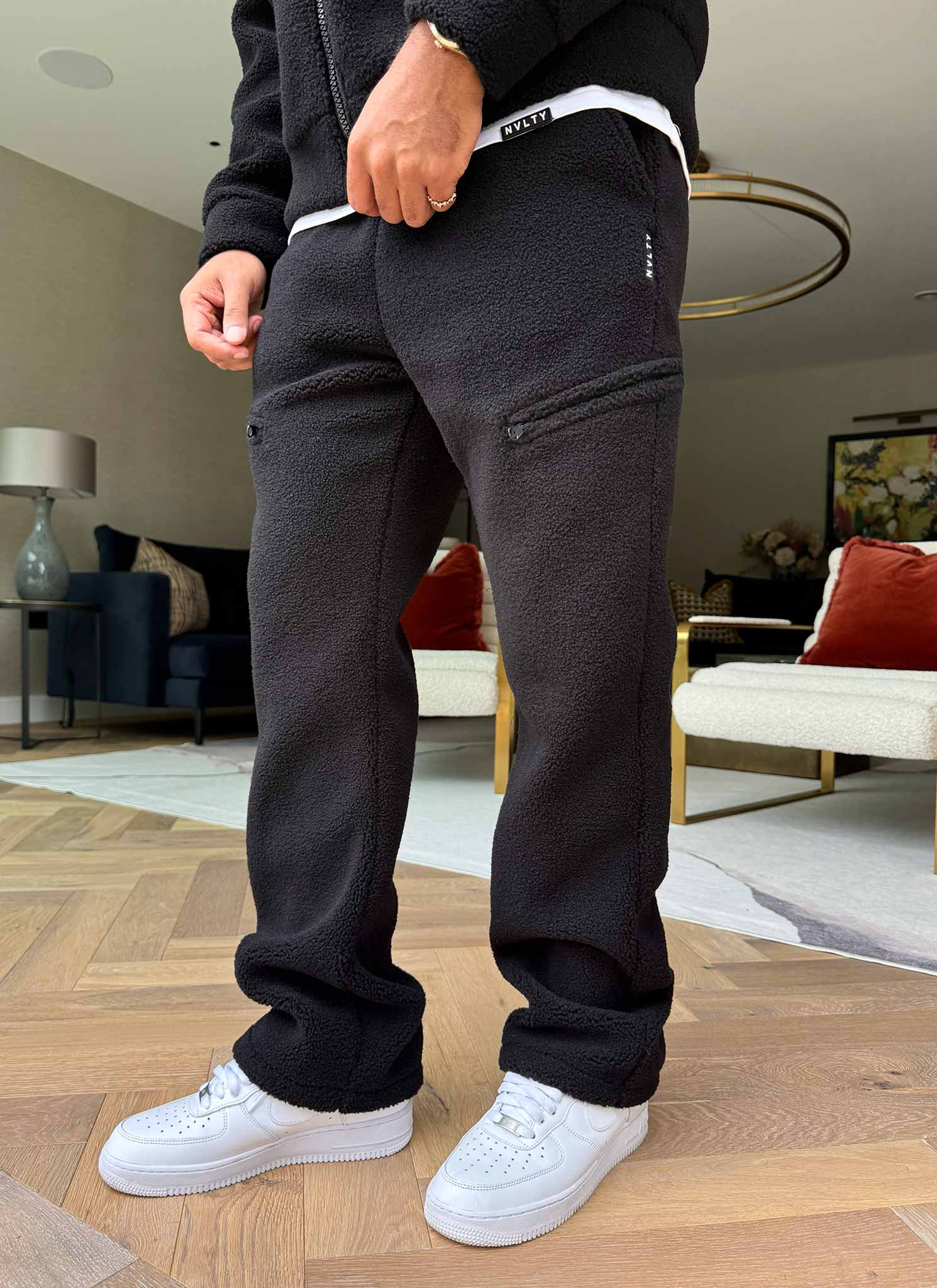 Sherpa Zip Joggers - Black - Image 9