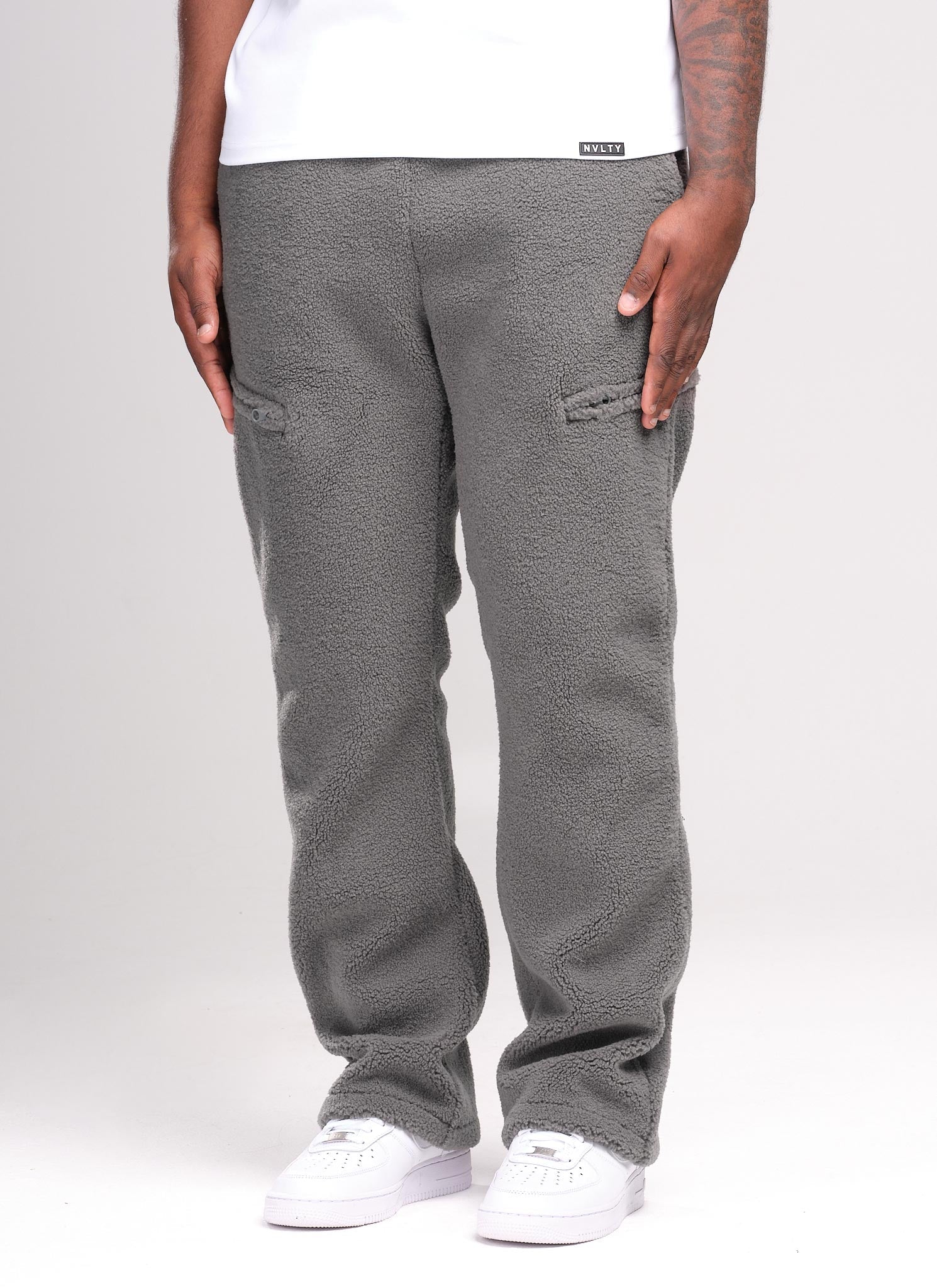 Sherpa Zip Joggers - Grey - Image 4