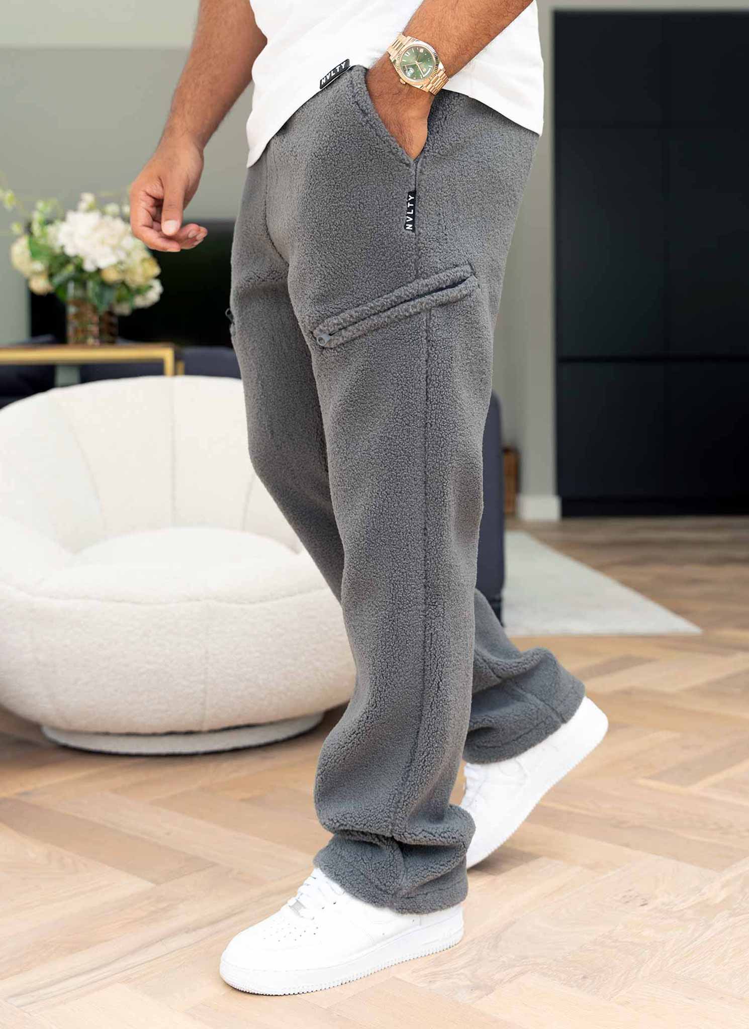 Sherpa Zip Joggers - Grey - Image 7