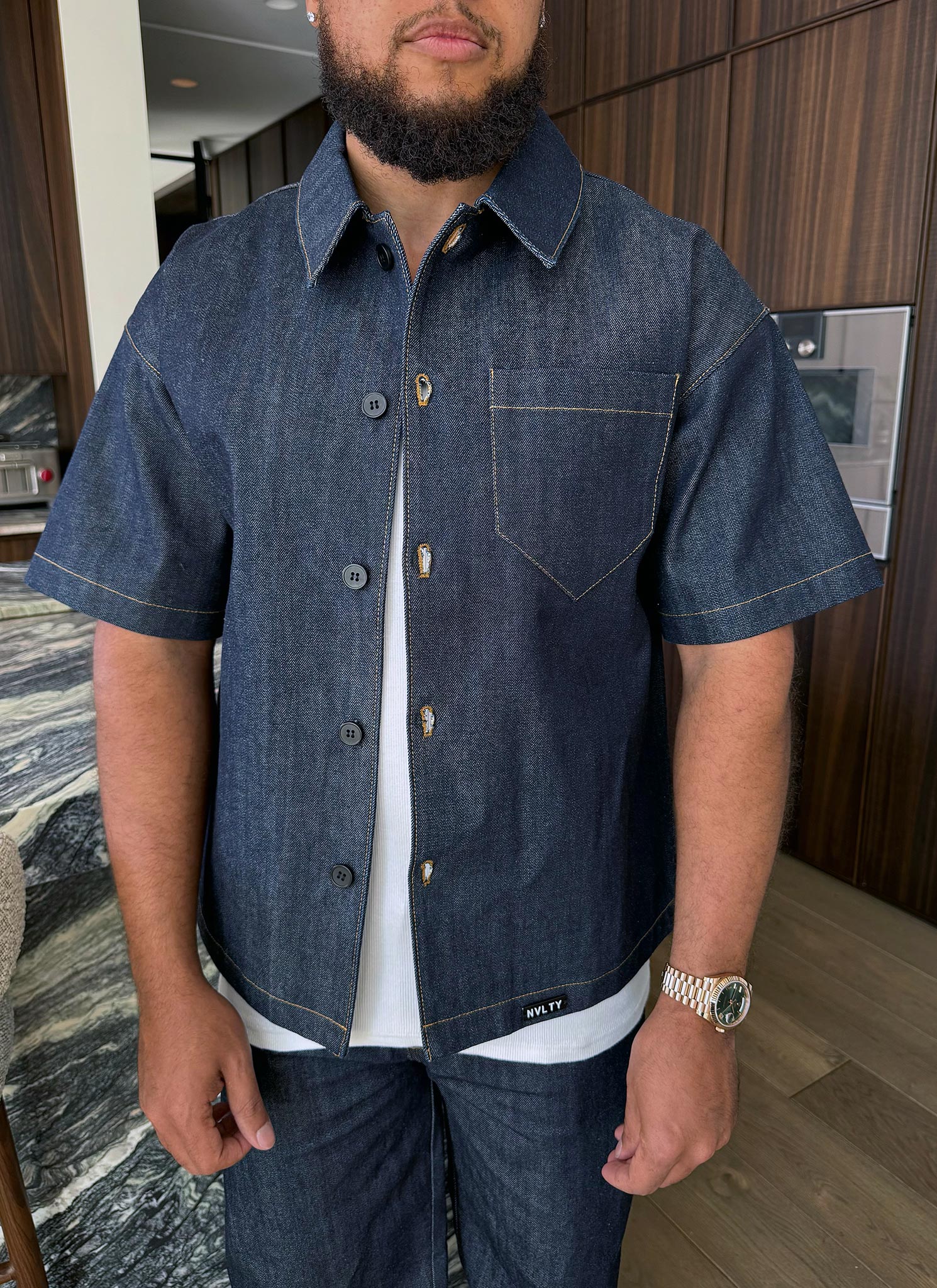 Structured Selvedge Denim Shirt - Indigo - Image 12