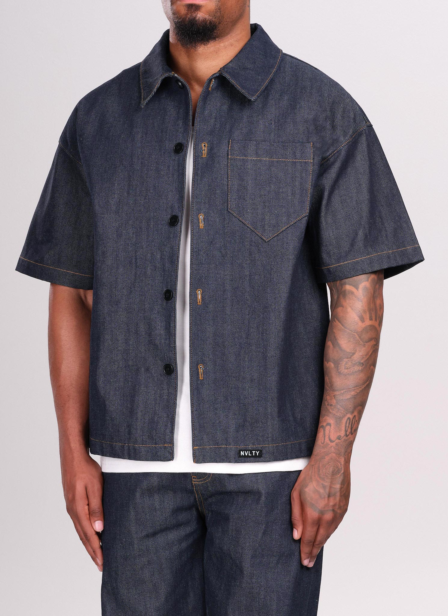 Structured Selvedge Denim Shirt - Indigo - Image 2