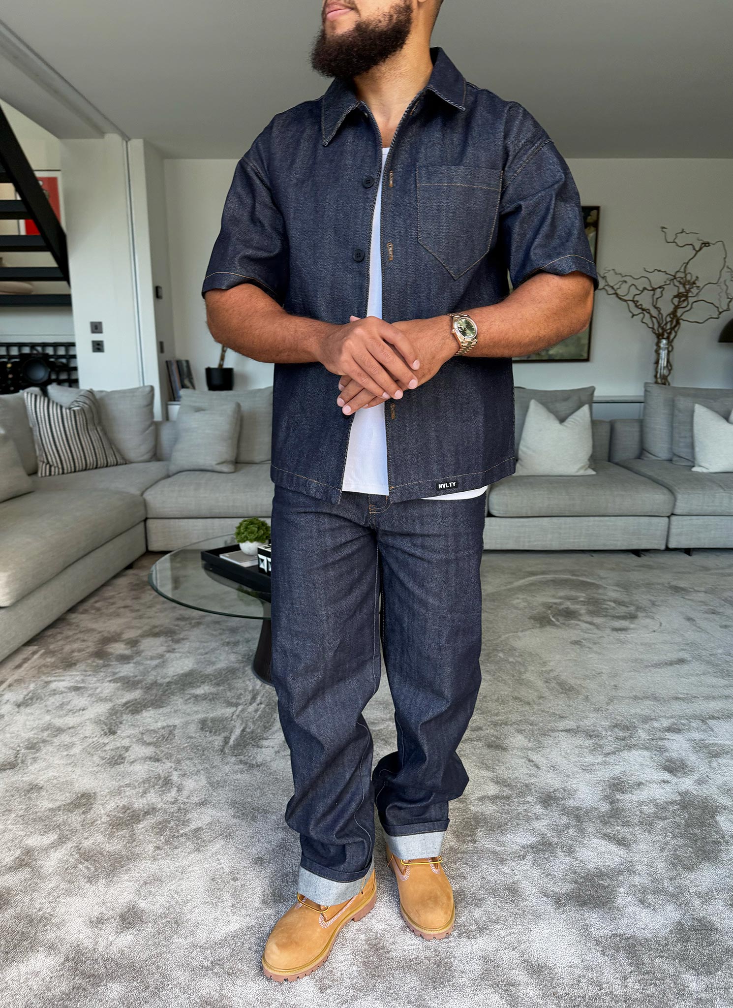 Structured Selvedge Denim Shirt - Indigo - Image 9
