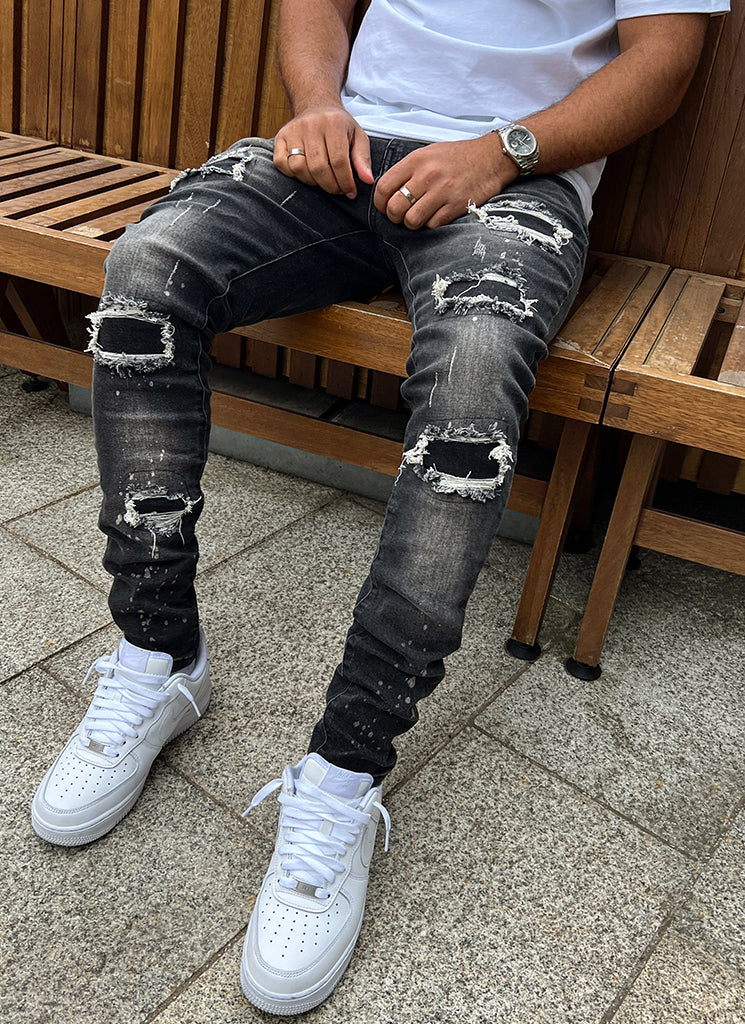 Triple Patchwork Jeans - Grey - Image 6