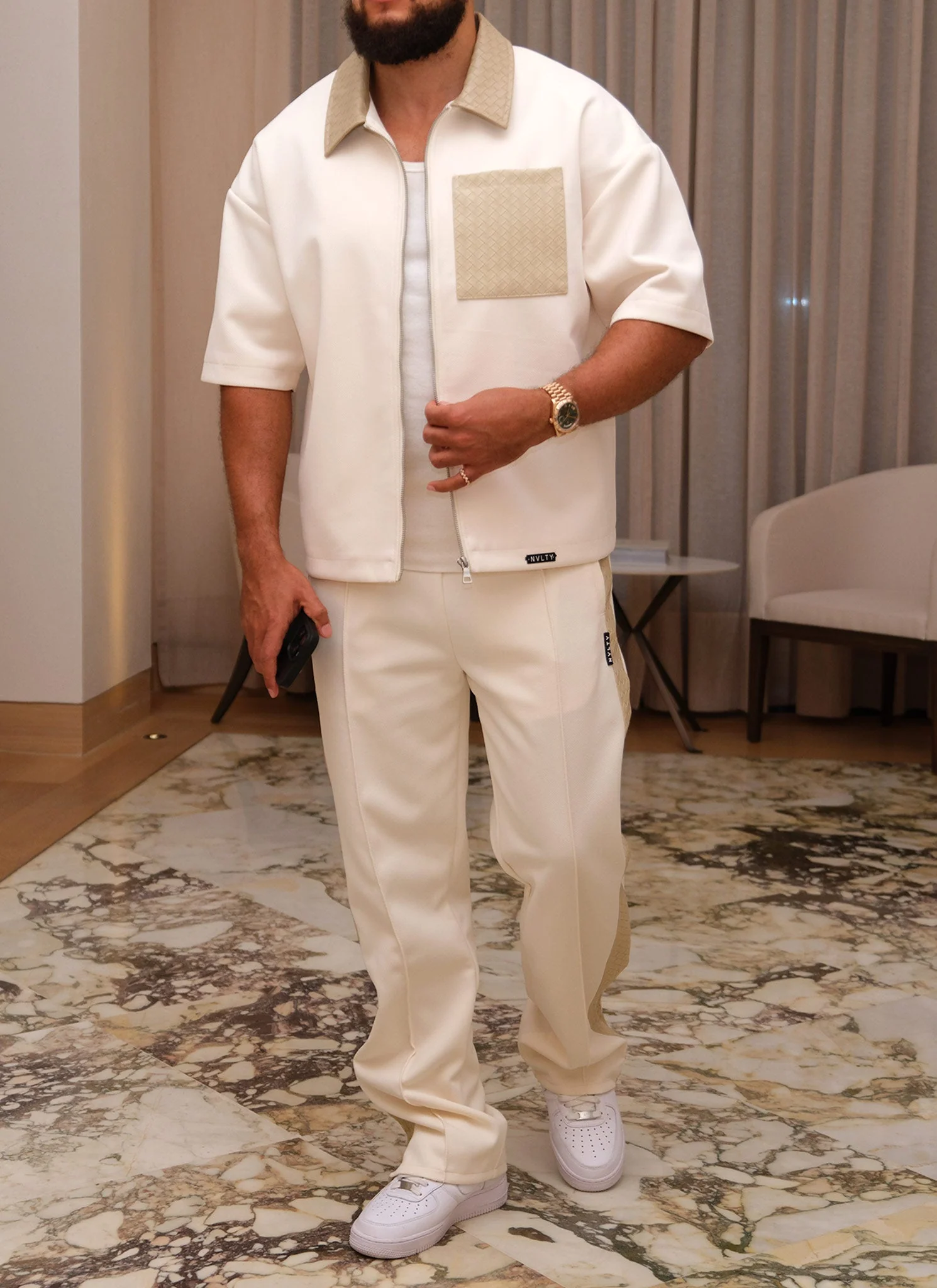 Twill Interlock Pleat Pants - Ivory - Image 3