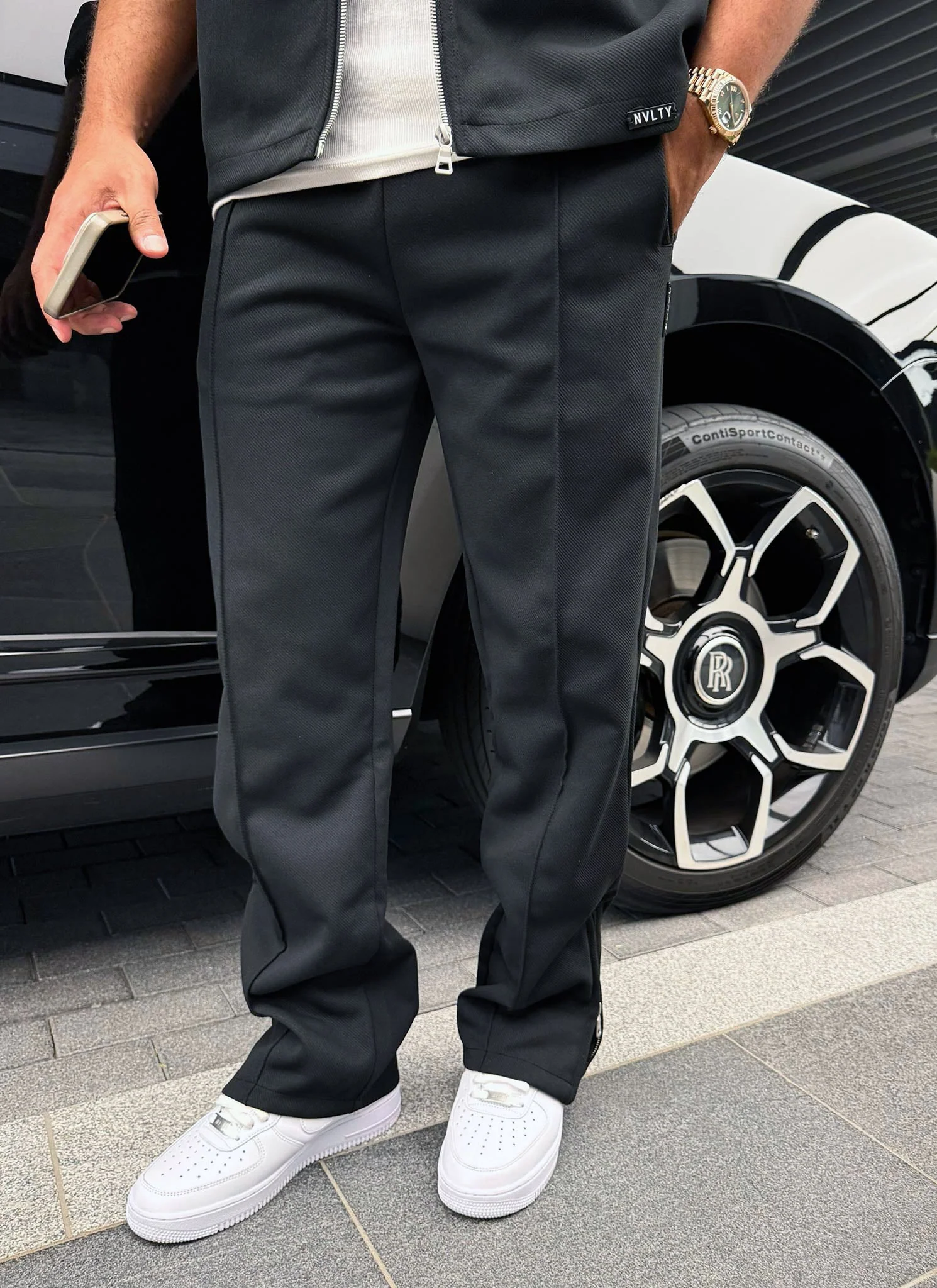 Twill Pleat Pants - Black - Image 5