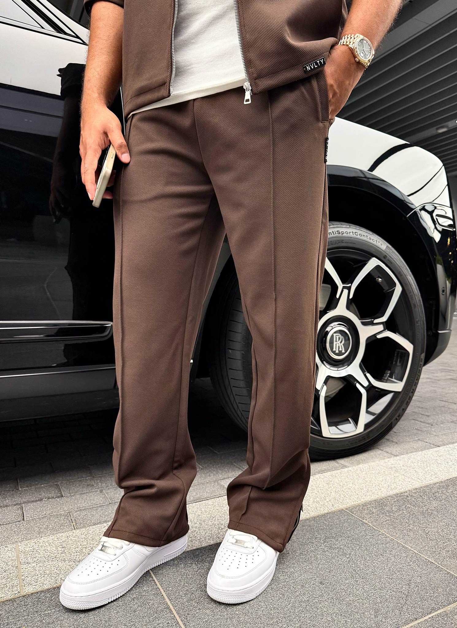 Twill Pleat Pants - Brown - Image 10