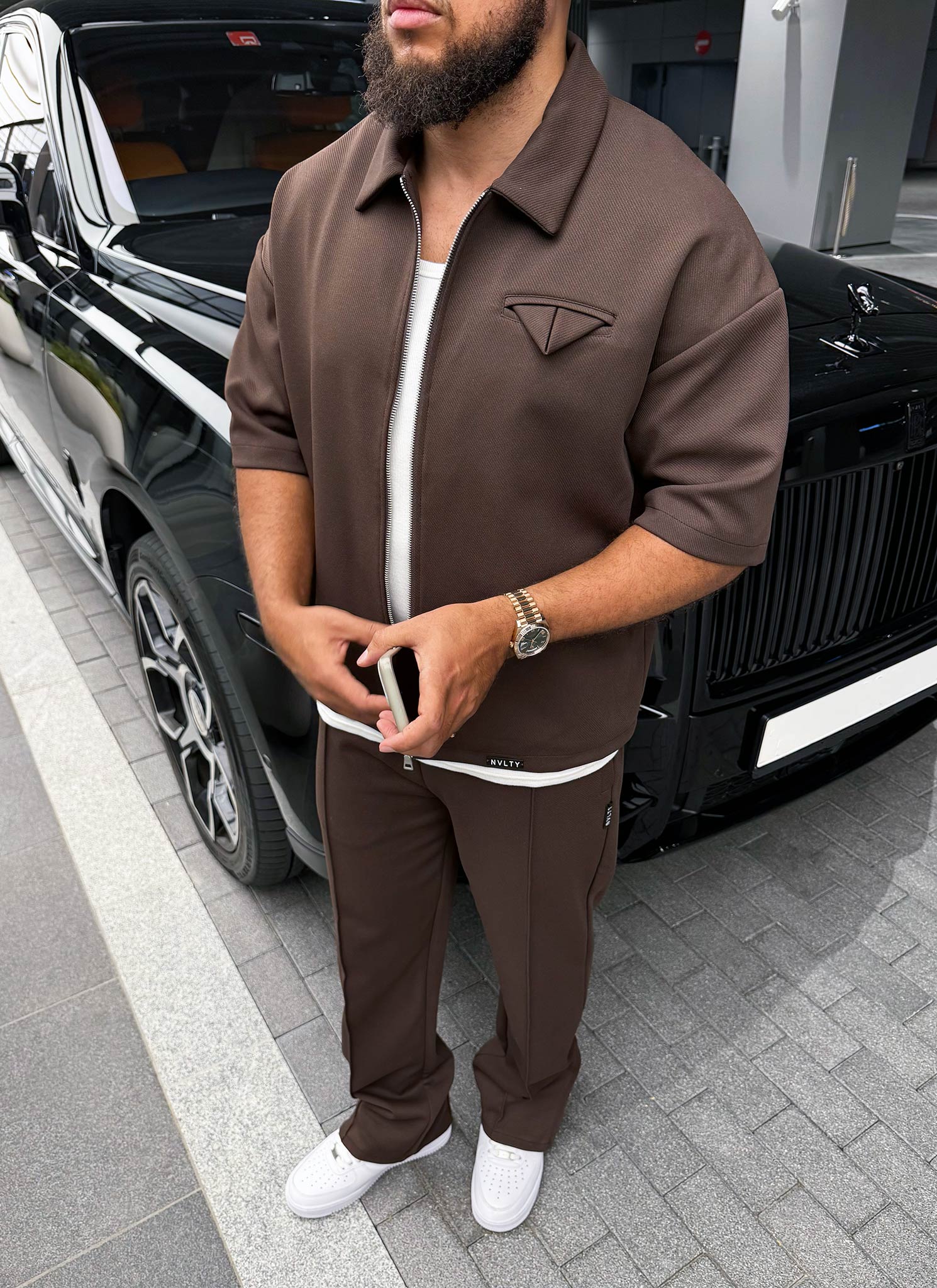Twill Pleat Pants - Brown - Image 13