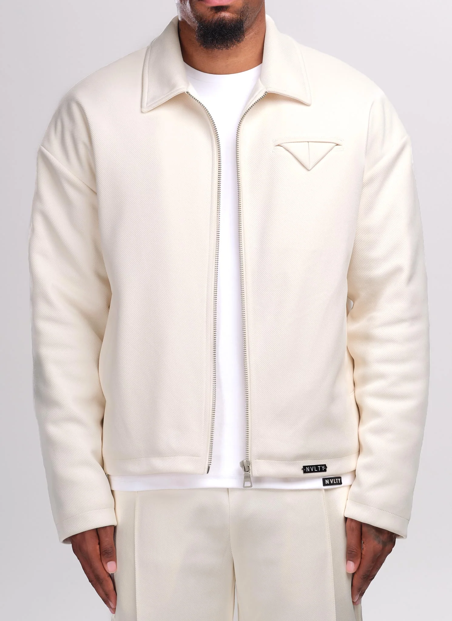 Twill Pocket Square Jacket - Ivory - Image 4