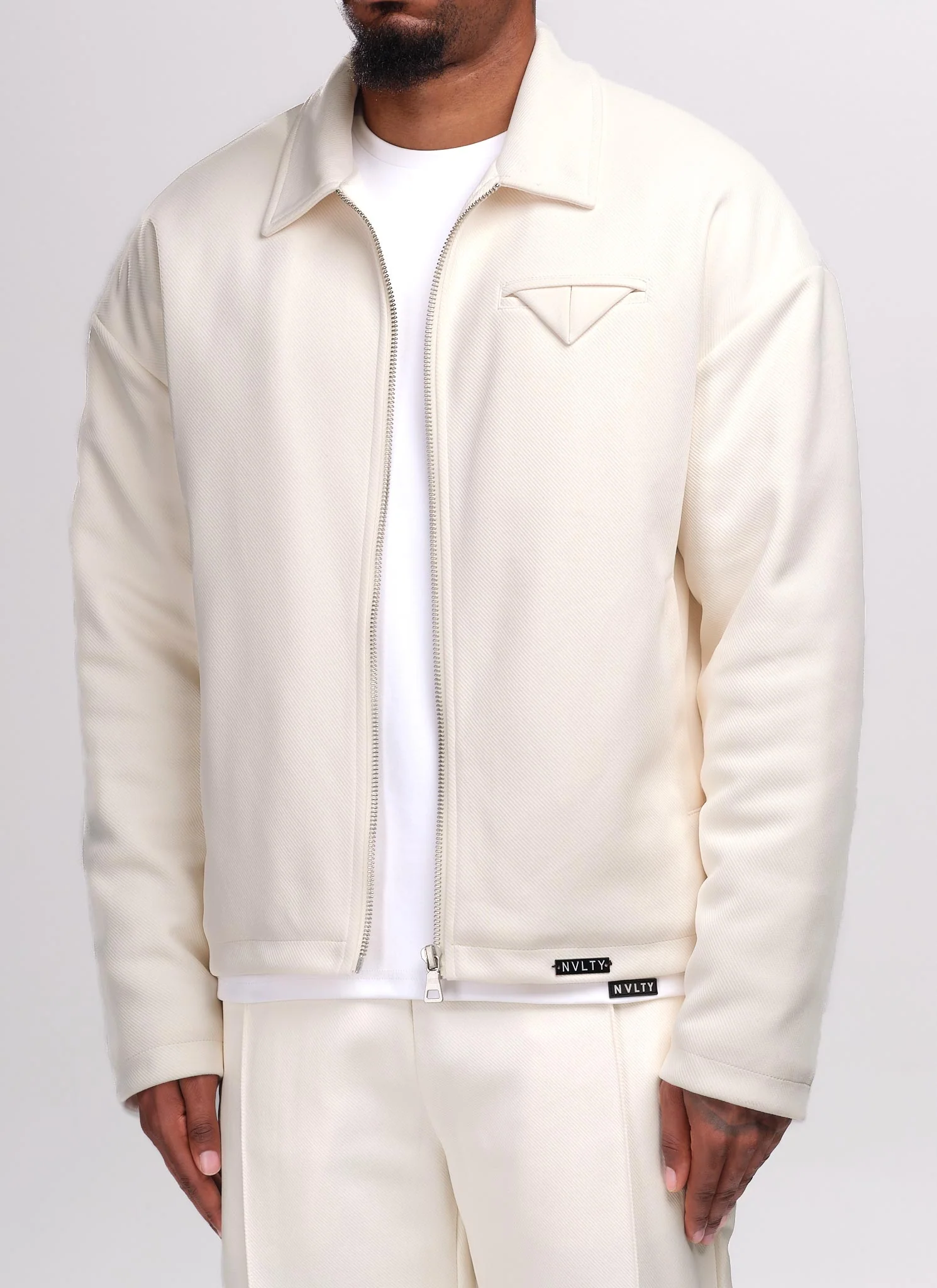 Twill Pocket Square Jacket - Ivory - Image 6