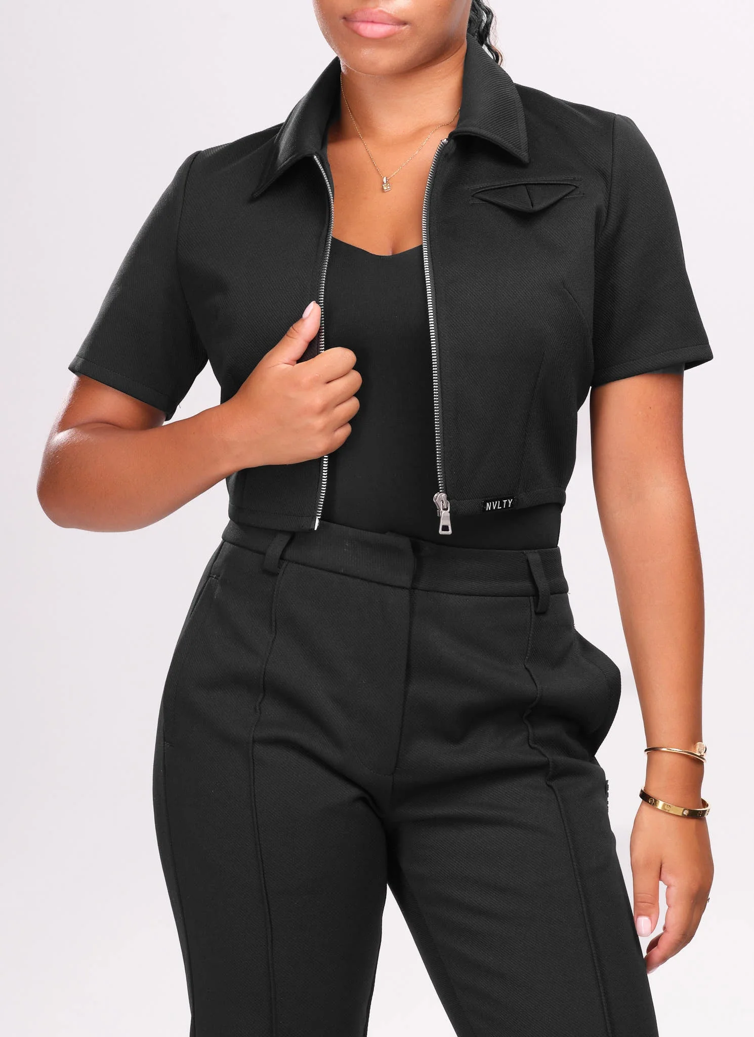 Twill Pocket Square Shirt - Black