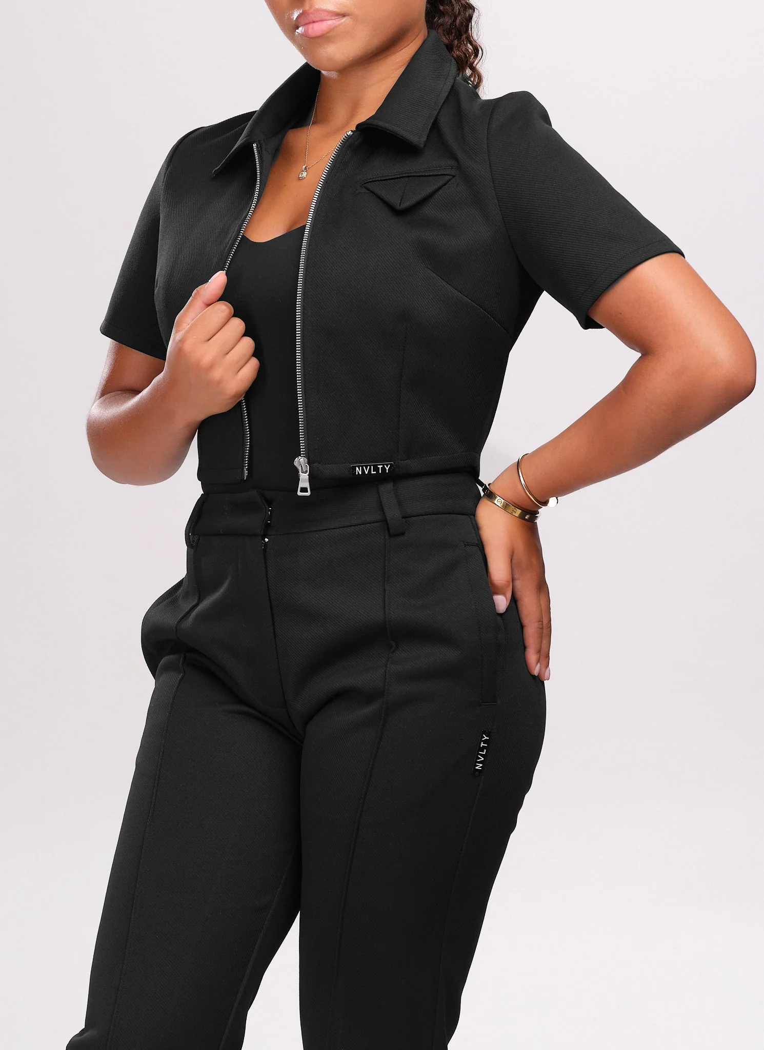 Twill Pocket Square Shirt - Black - Image 6