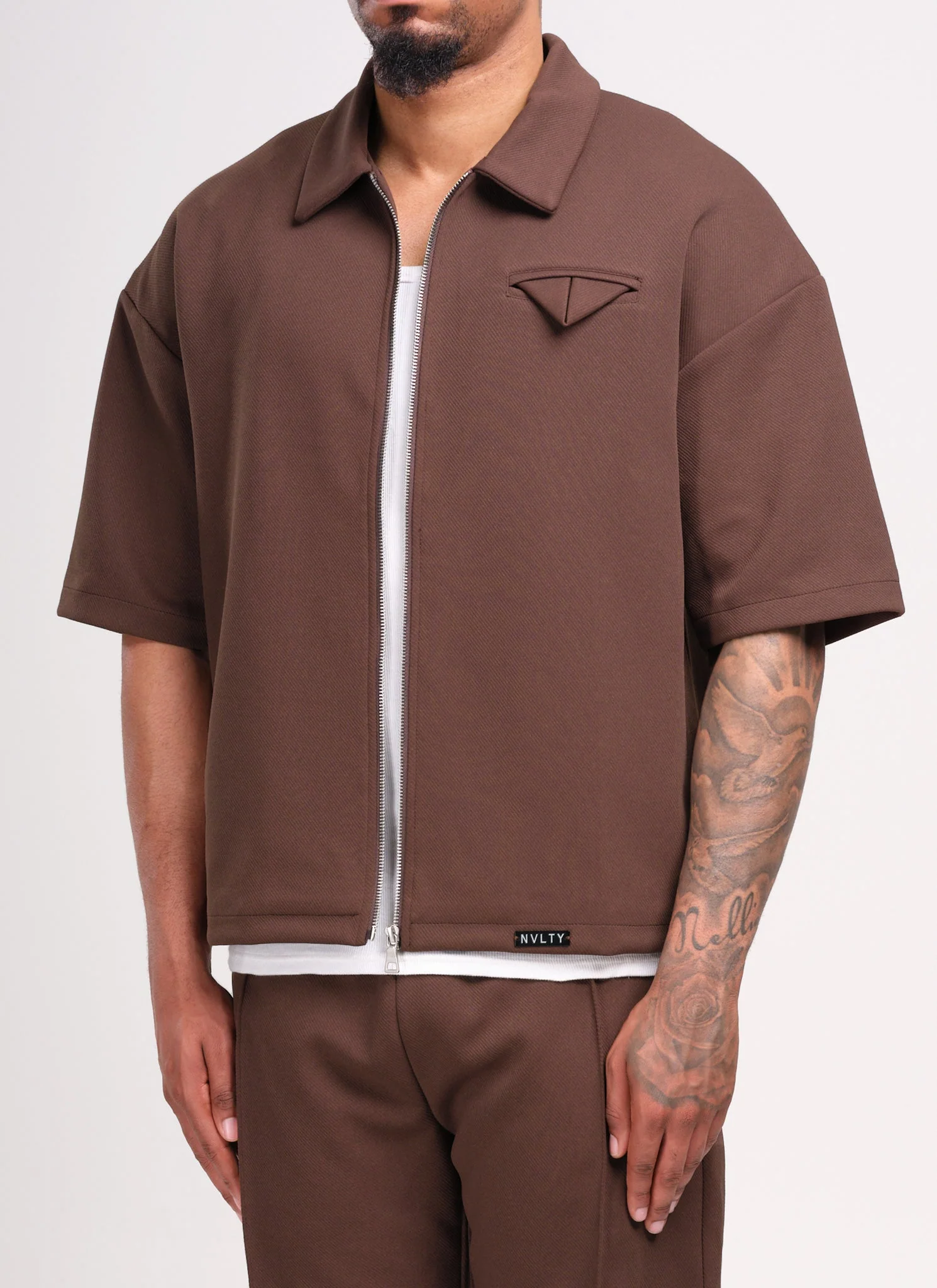 Twill Pocket Square Shirt - Brown - Image 2