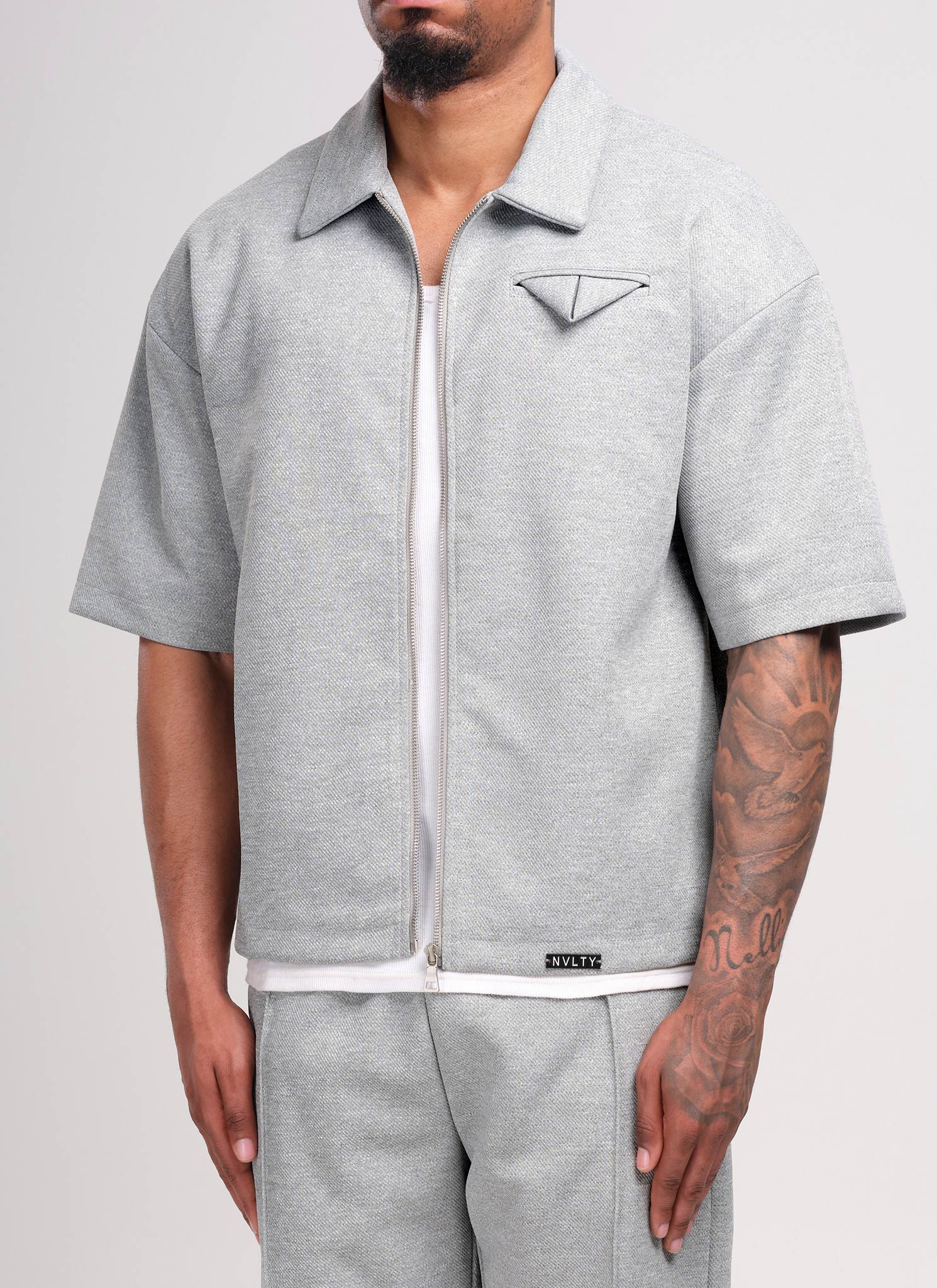 Twill Pocket Square Shirt - Grey - Image 2