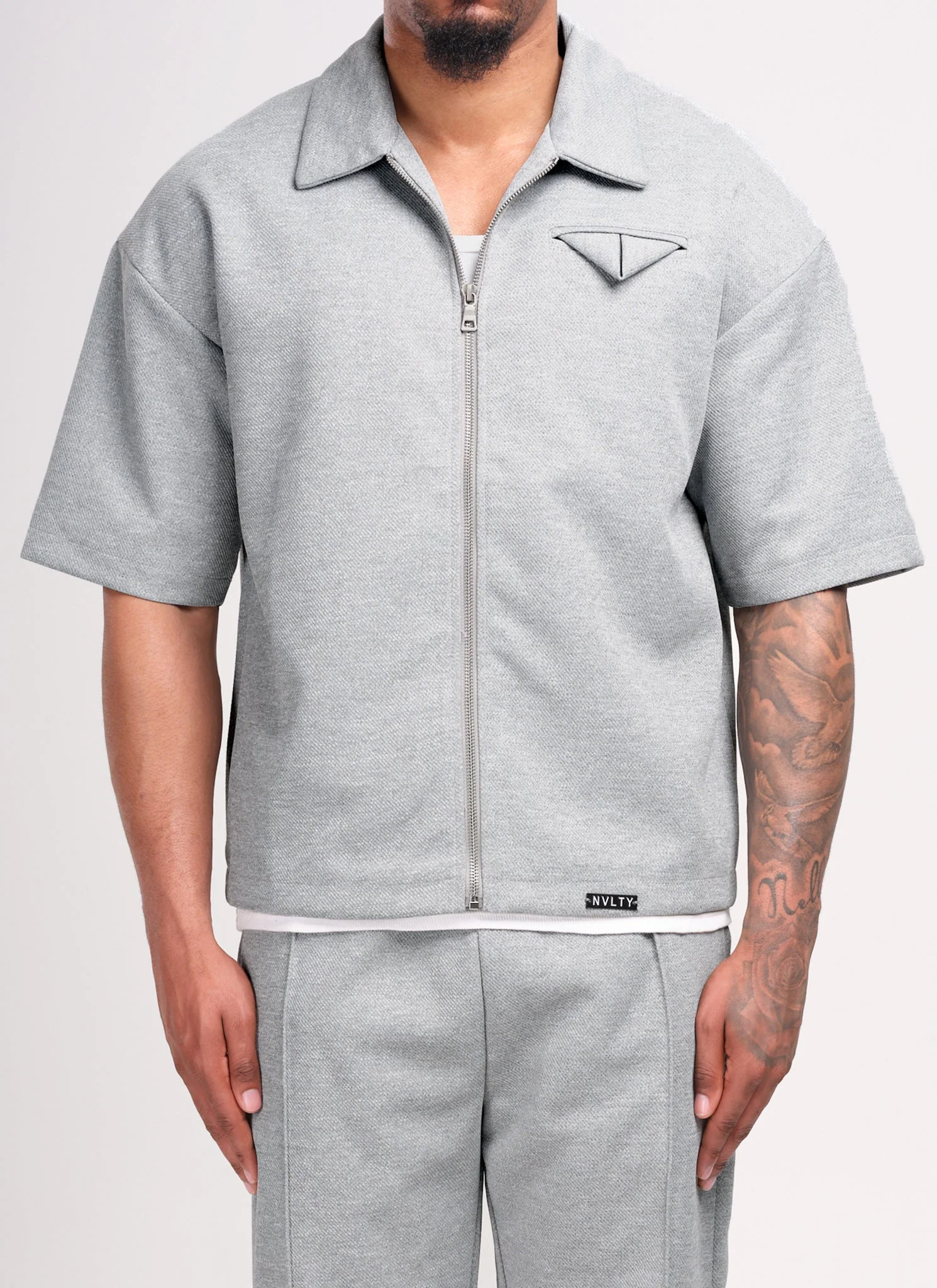 Twill Pocket Square Shirt - Grey - Image 4