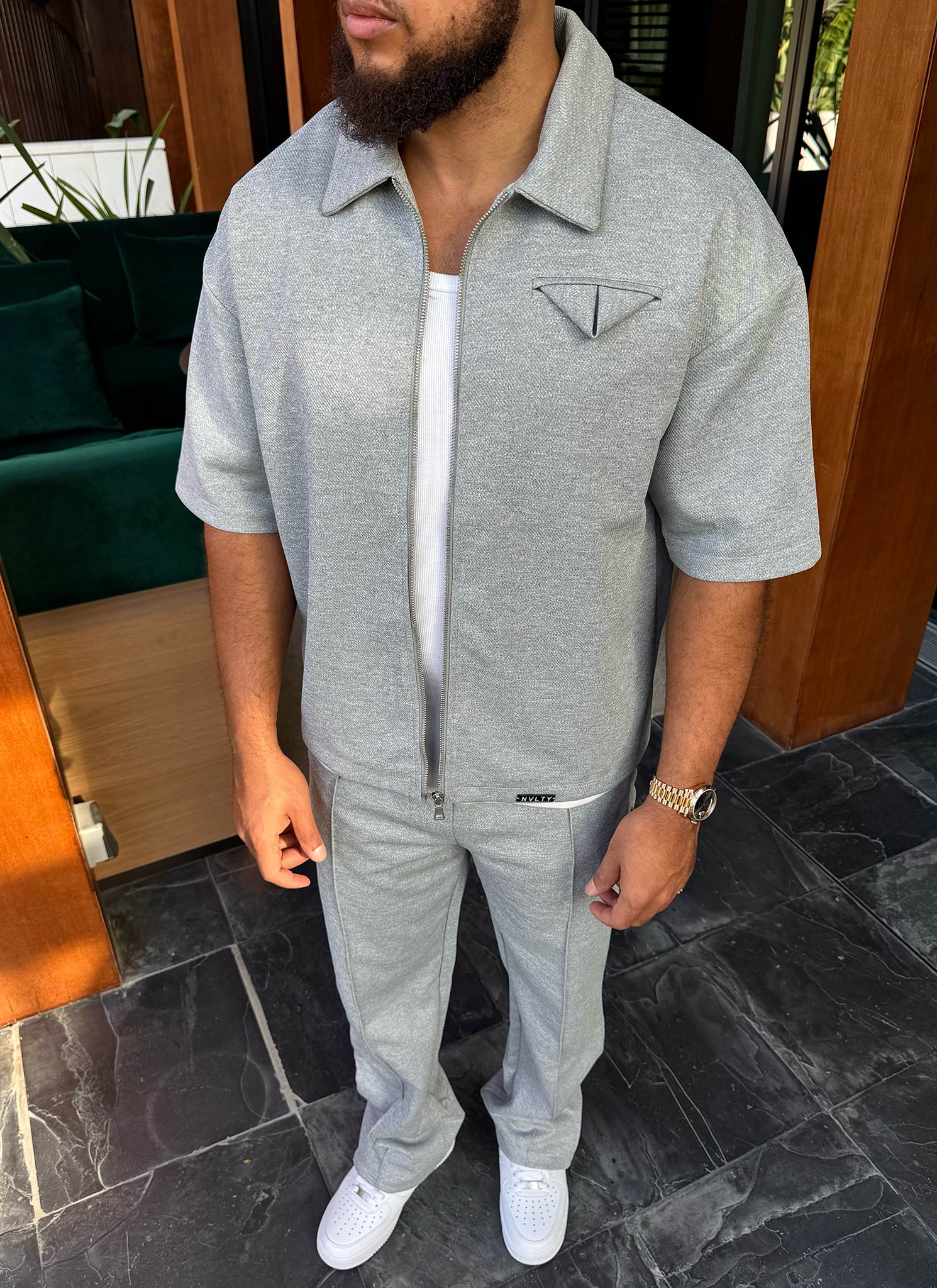 Twill Pocket Square Shirt - Grey - Image 7