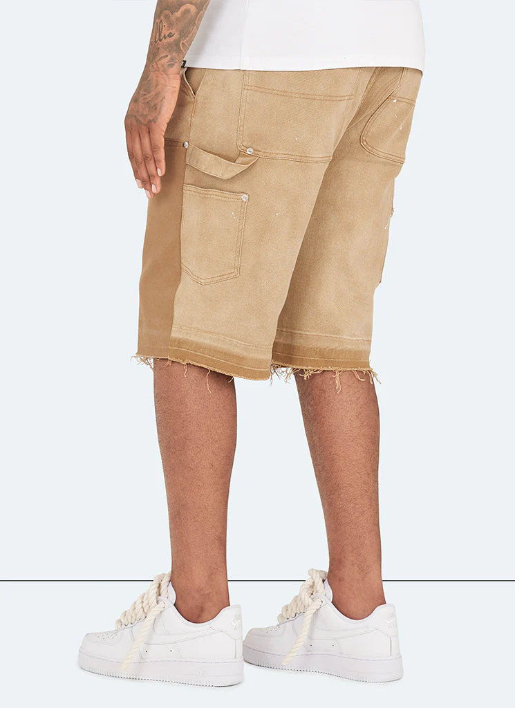 Vintage Carpenter Denim Paint Shorts - Washed Tan - Image 4