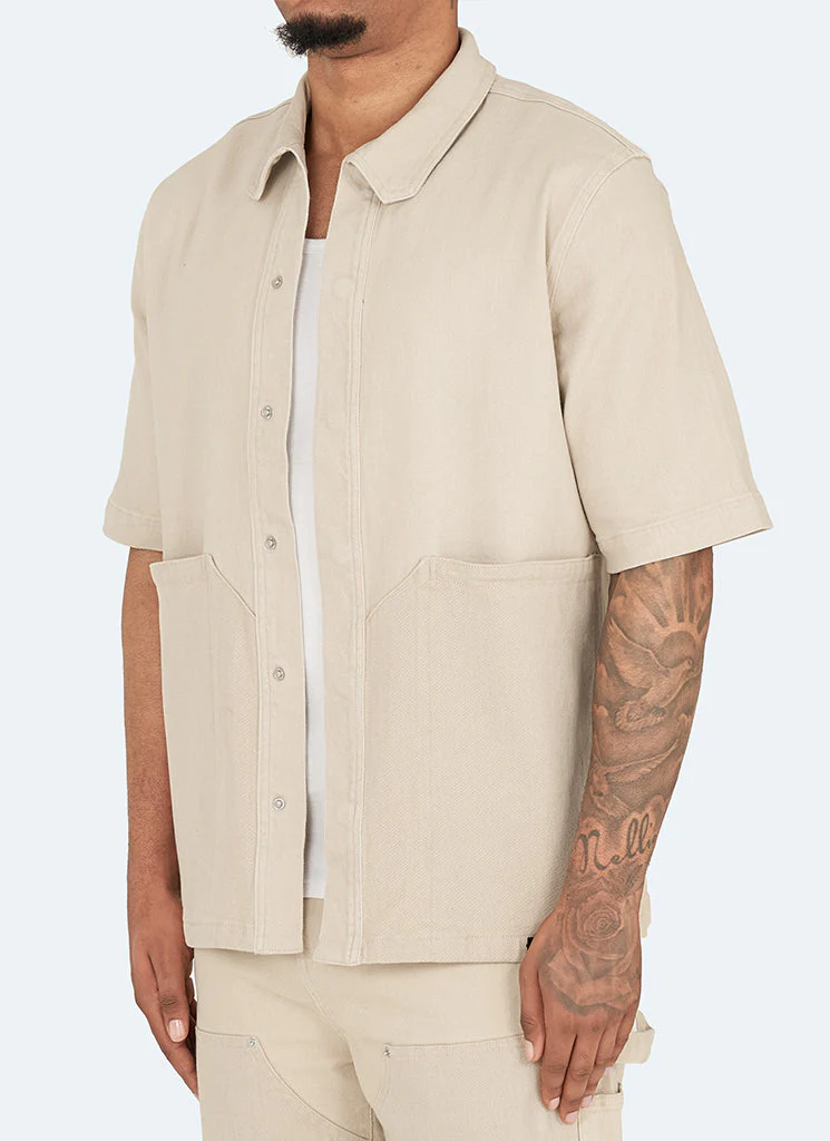 Vintage Carpenter Denim Shirt - Stone - Image 11