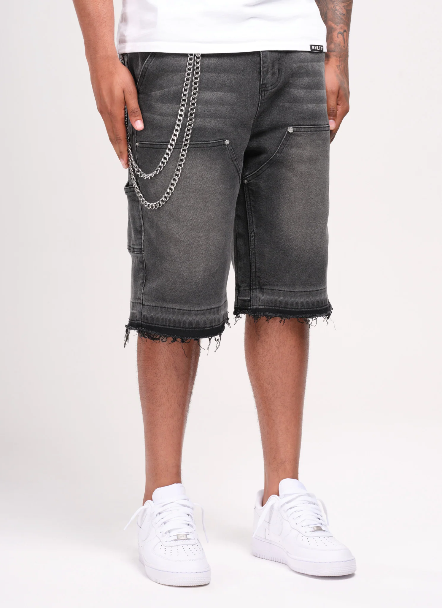Vintage Carpenter Denim Shorts - Black - Image 2