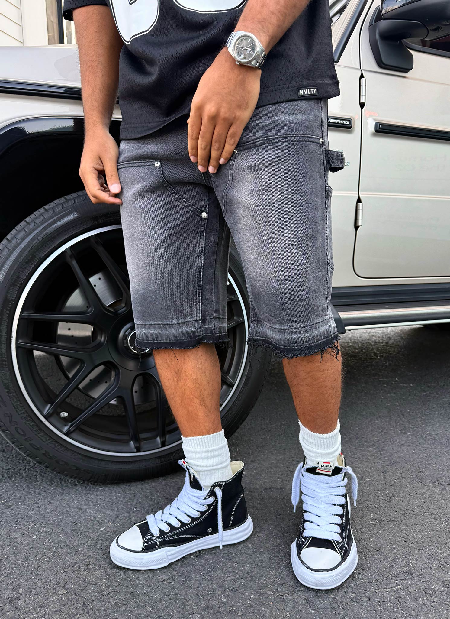 Vintage Carpenter Denim Shorts - Black - Image 3