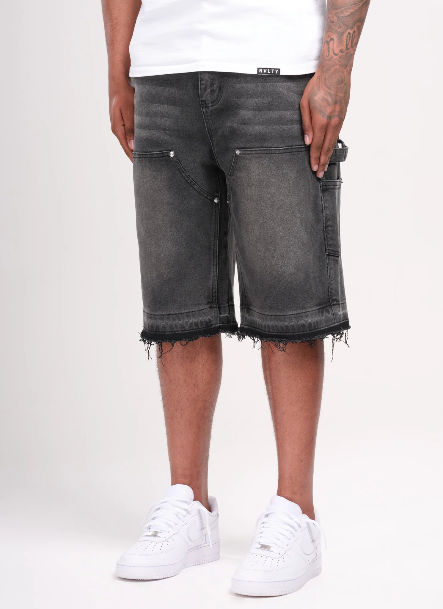 Vintage Carpenter Denim Shorts - Black - Image 6