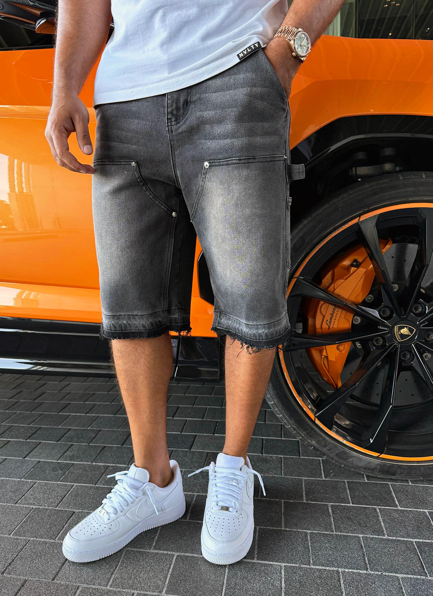 Vintage Carpenter Denim Shorts - Black - Image 7