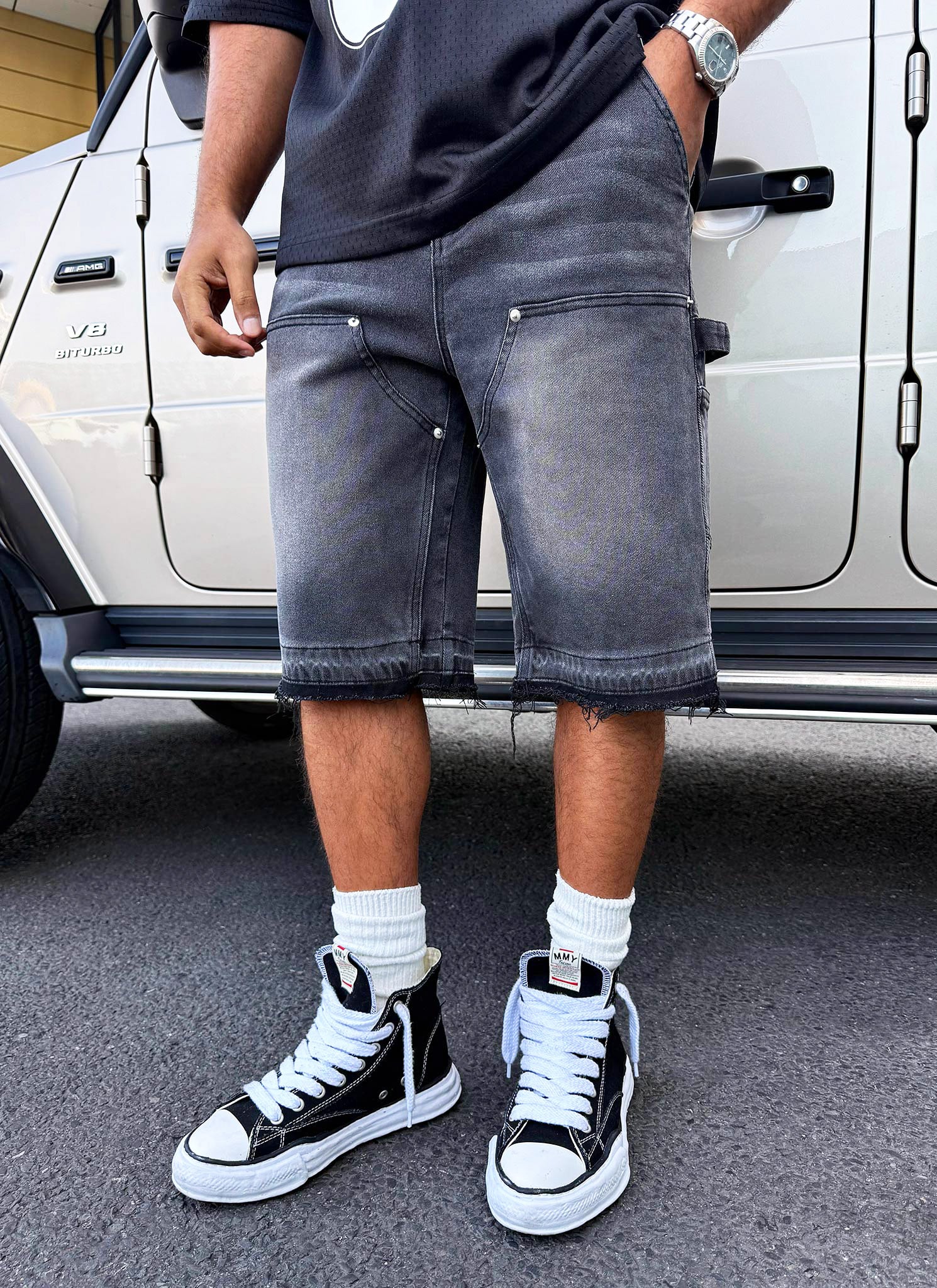 Vintage Carpenter Denim Shorts - Black - Image 8