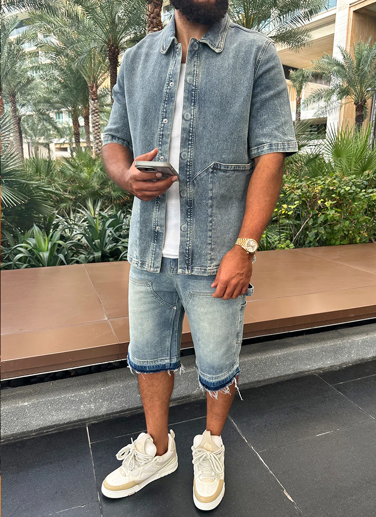 Vintage Carpenter Denim Shorts - Blue - Image 10