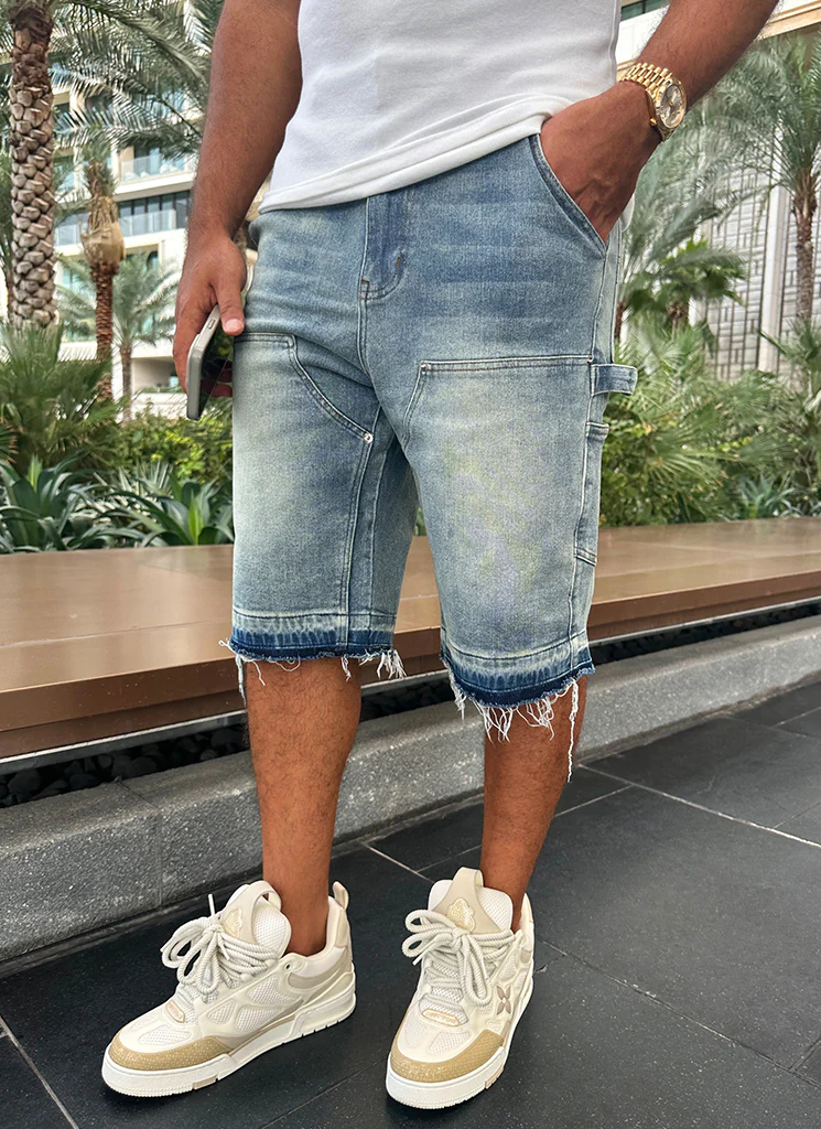 Vintage Carpenter Denim Shorts - Blue - Image 16