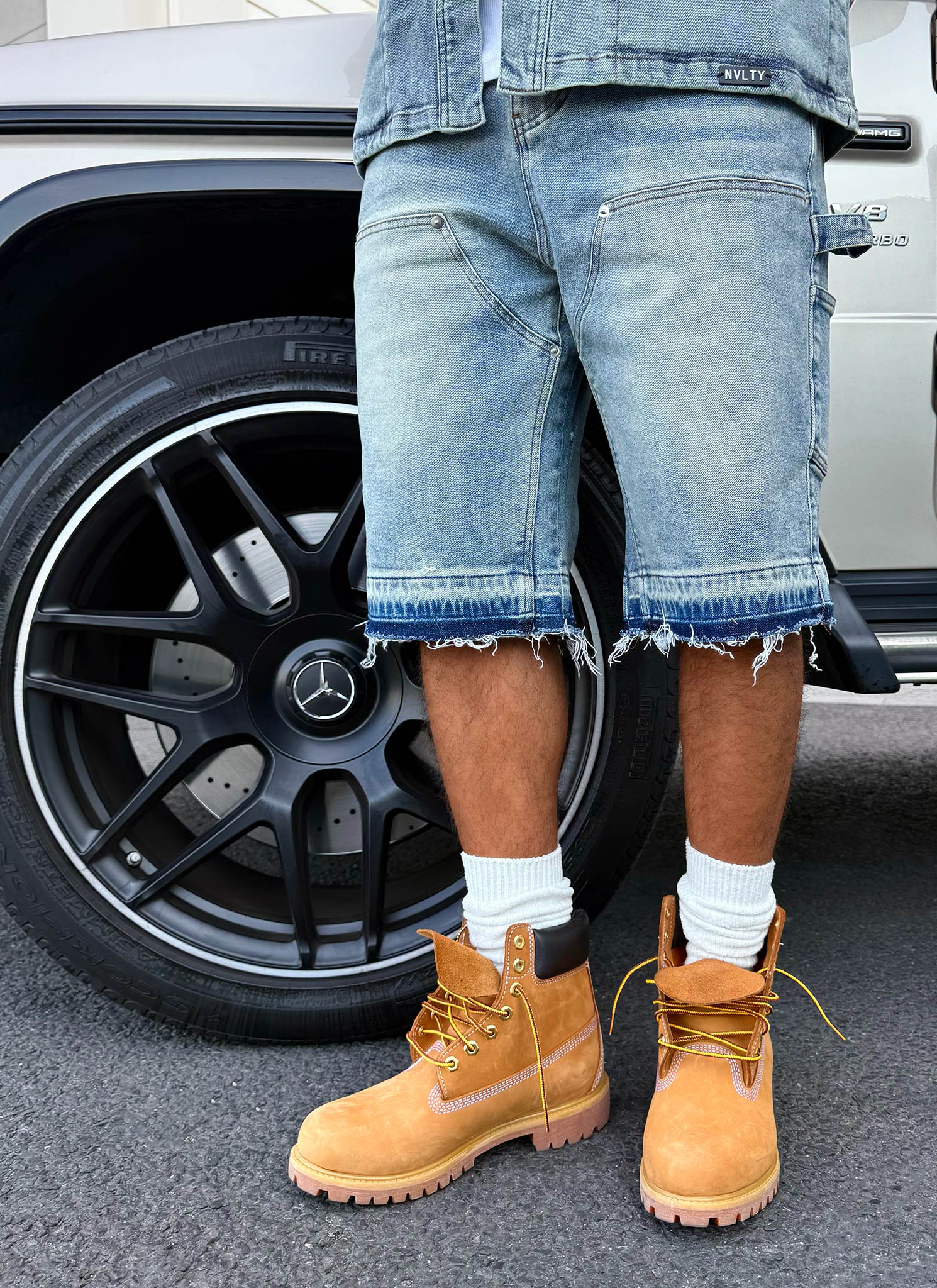 Vintage Carpenter Denim Shorts - Blue - Image 3
