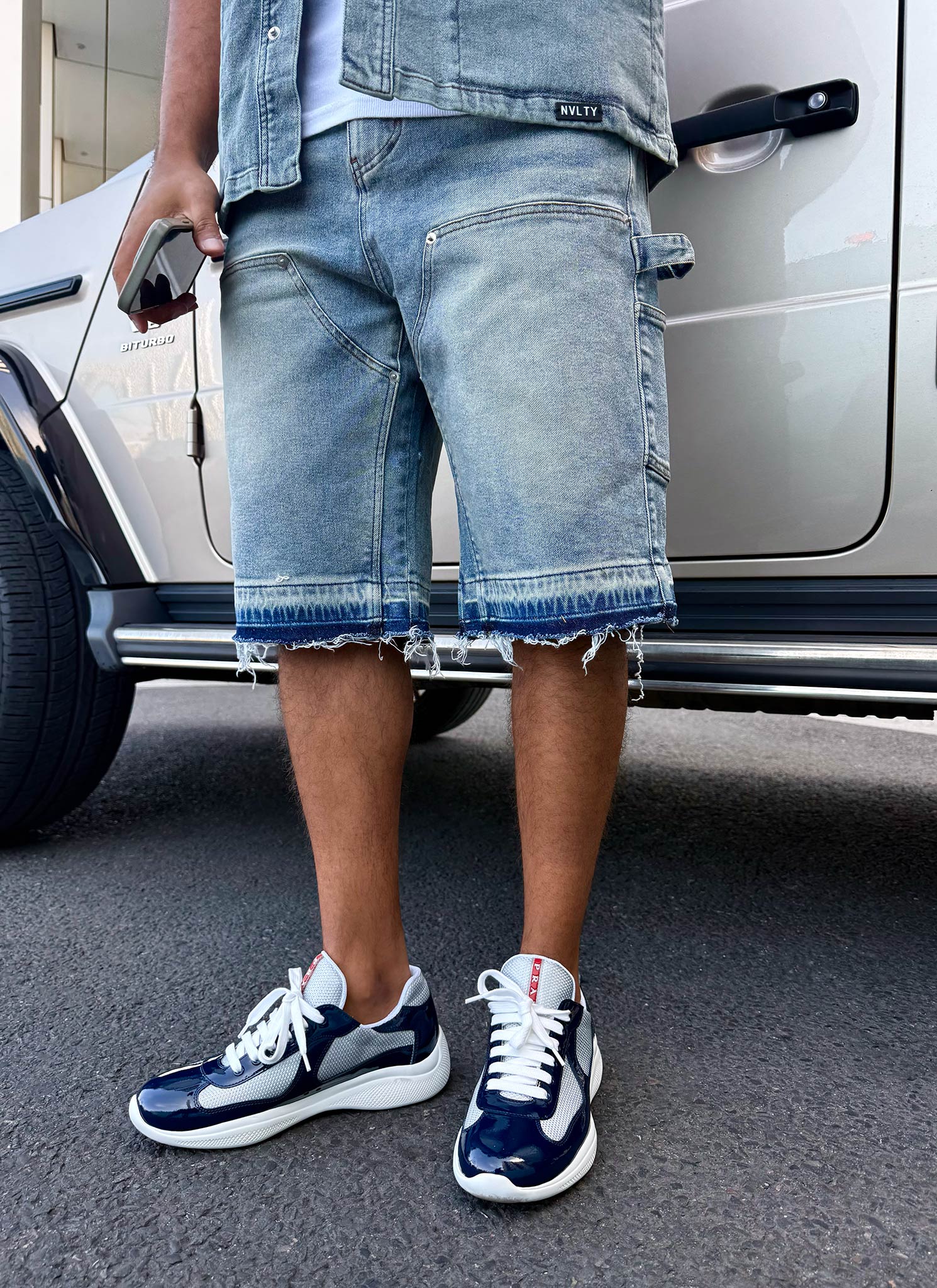 Vintage Carpenter Denim Shorts - Blue - Image 5