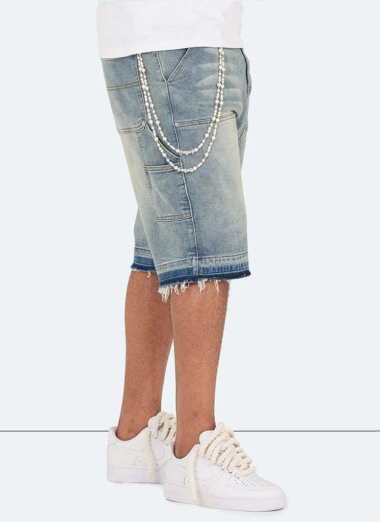 Vintage Carpenter Denim Shorts - Blue - Image 7