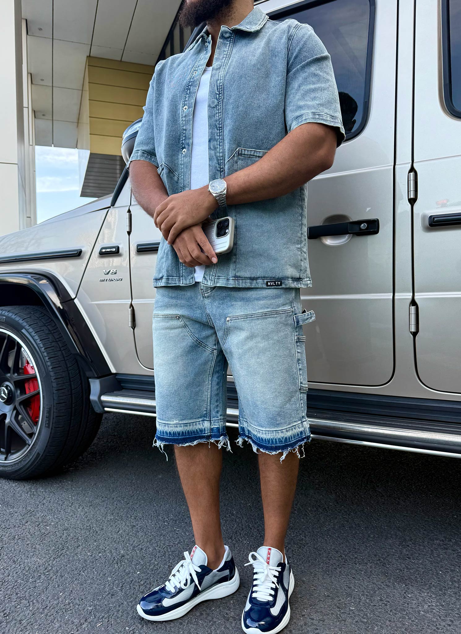 Vintage Carpenter Denim Shorts - Blue - Image 9