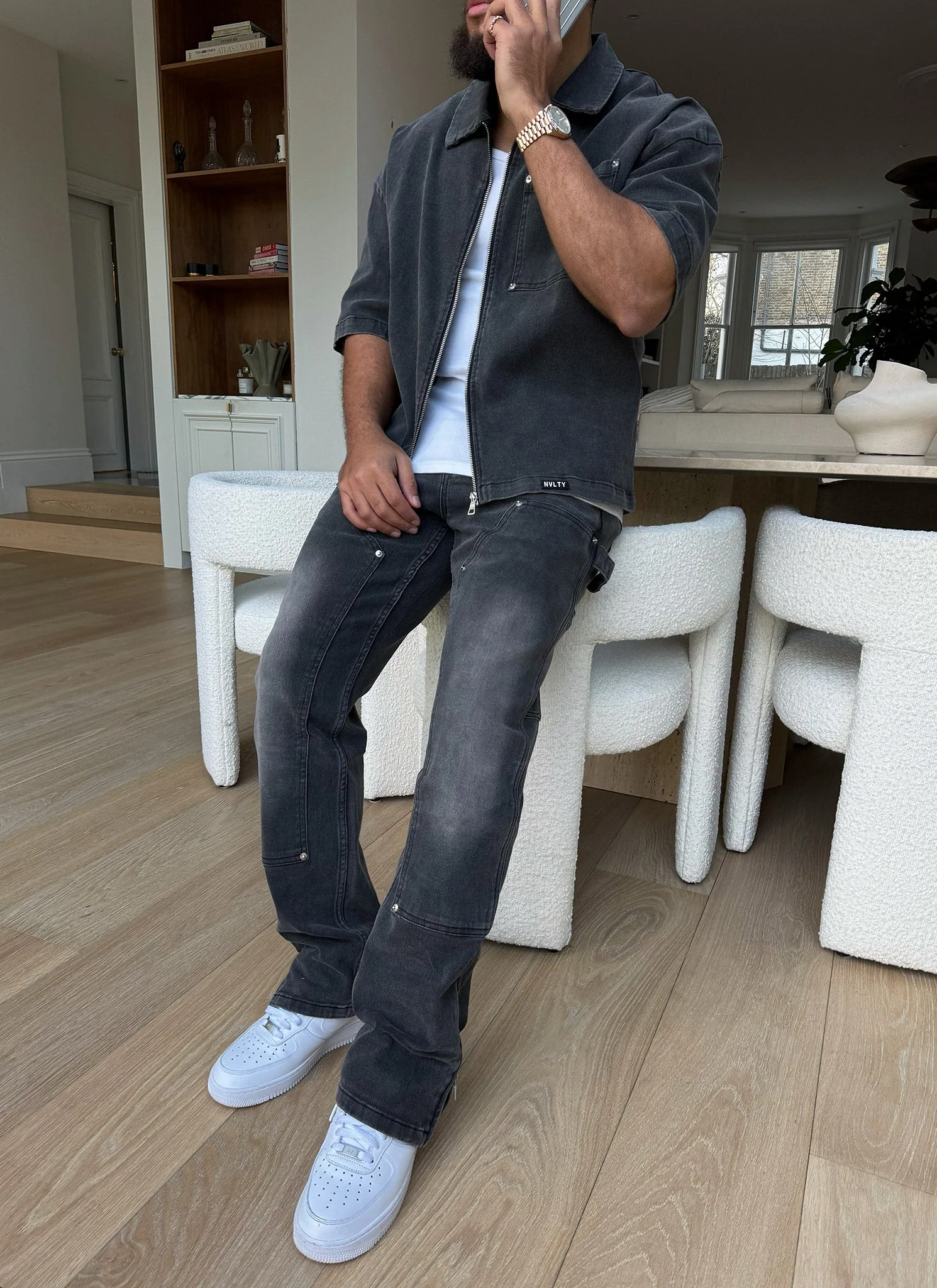 Vintage Carpenter Rivet Jeans - Grey - Image 3