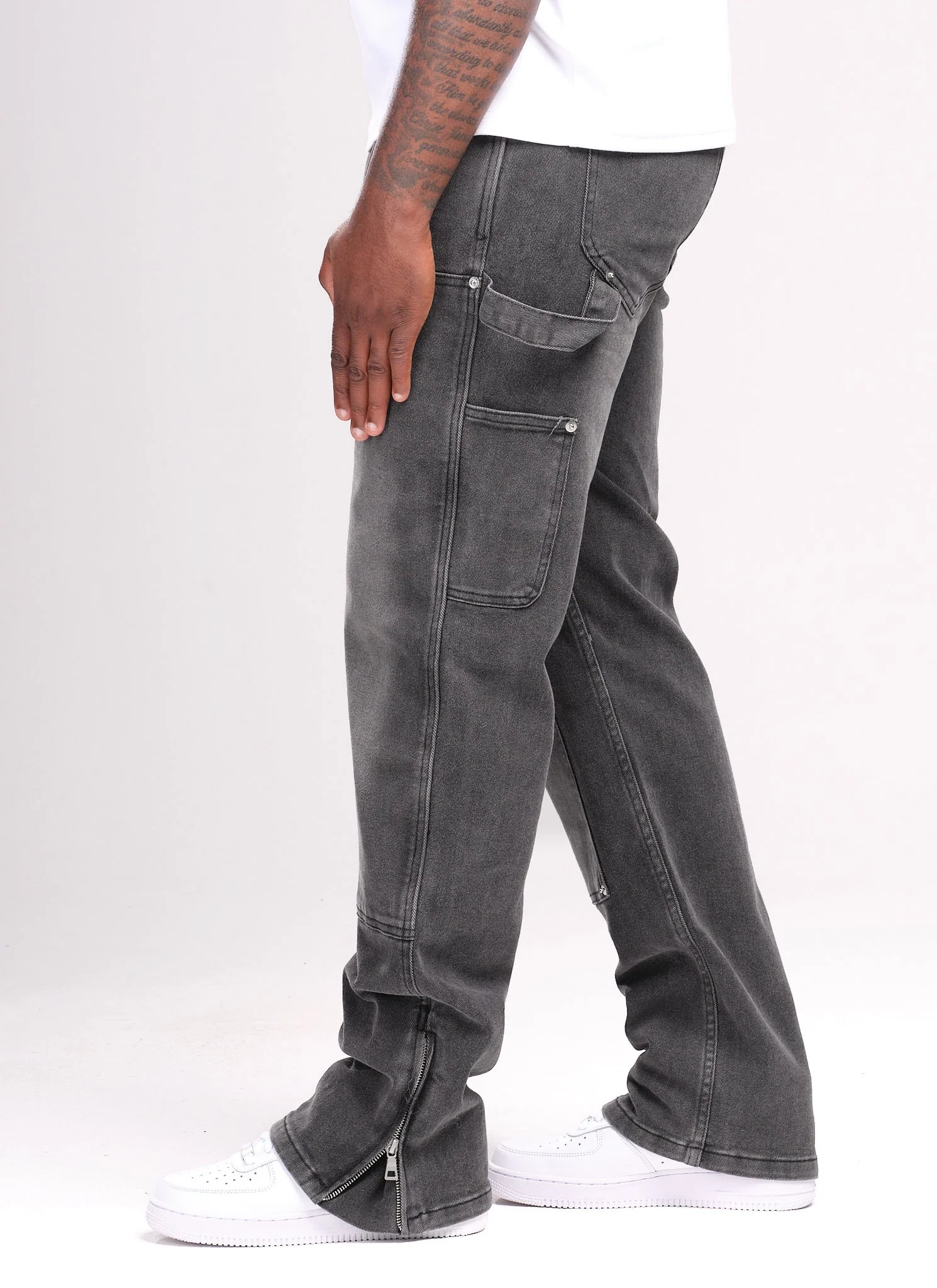Vintage Carpenter Rivet Jeans - Grey - Image 4