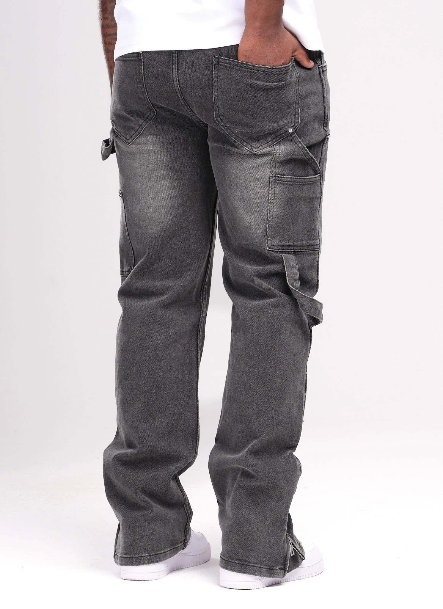Vintage Carpenter Rivet Jeans - Grey - Image 6