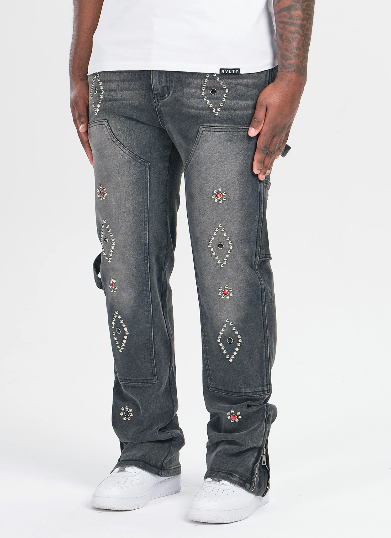 Vintage Carpenter Studded Jeans - Black - Image 3
