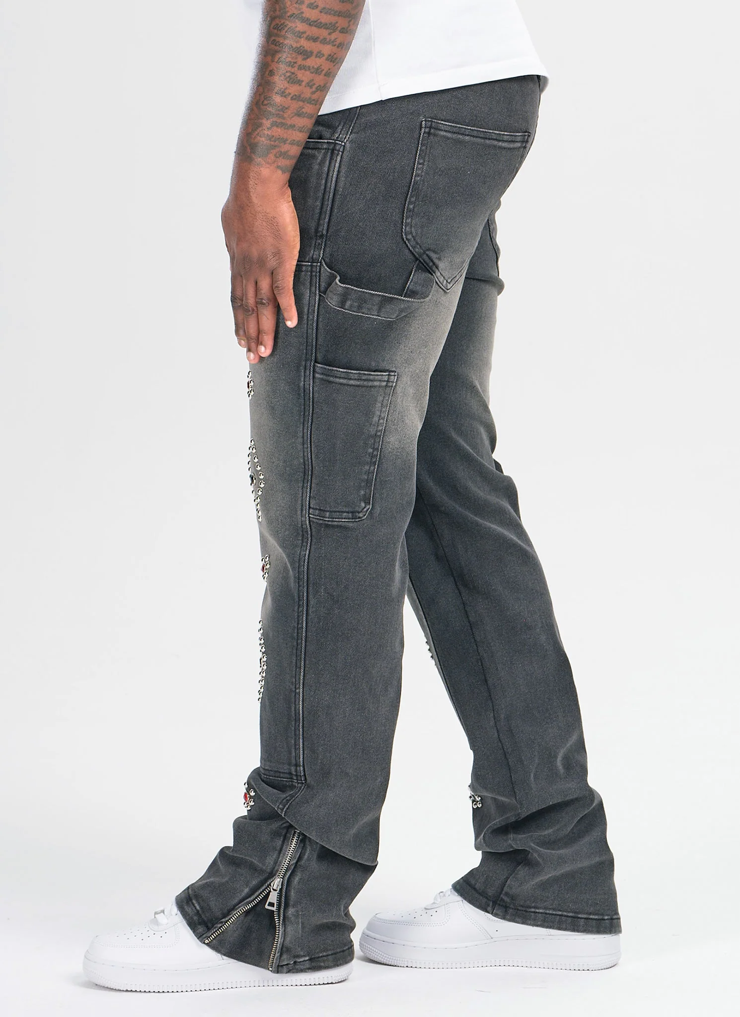 Vintage Carpenter Studded Jeans - Black - Image 5