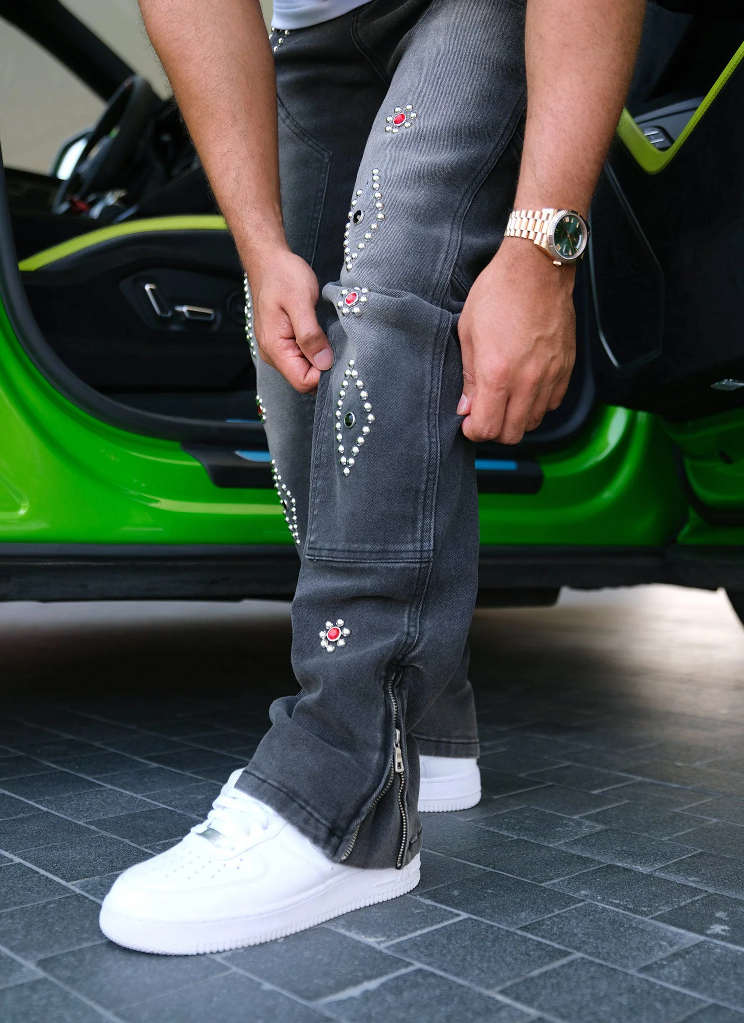 Vintage Carpenter Studded Jeans - Black - Image 6