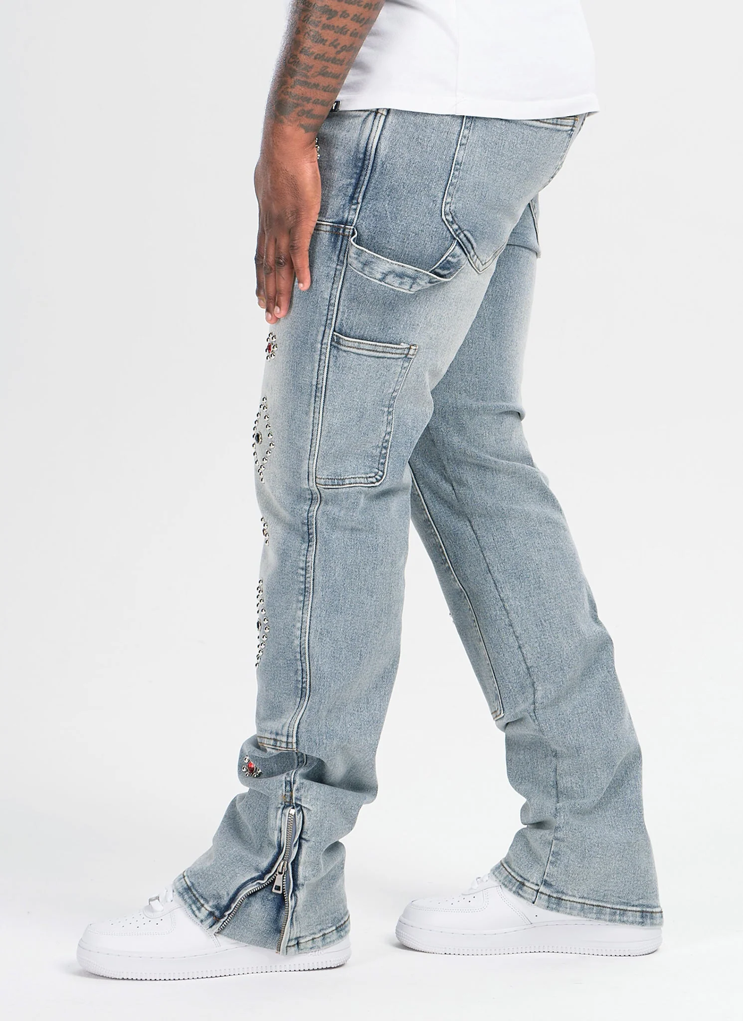 Vintage Carpenter Studded Jeans - Blue - Image 5