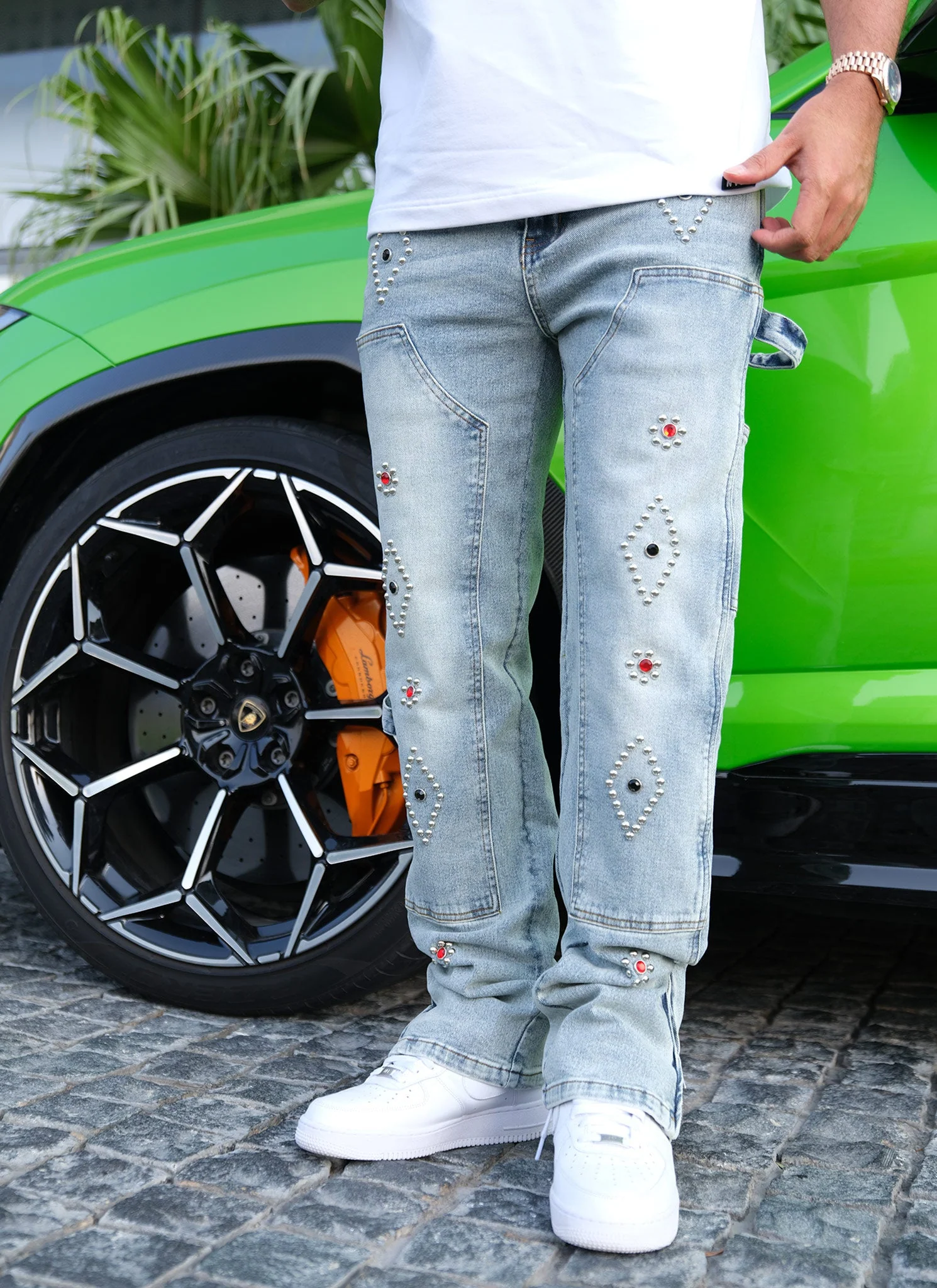 Vintage Carpenter Studded Jeans - Blue - Image 7