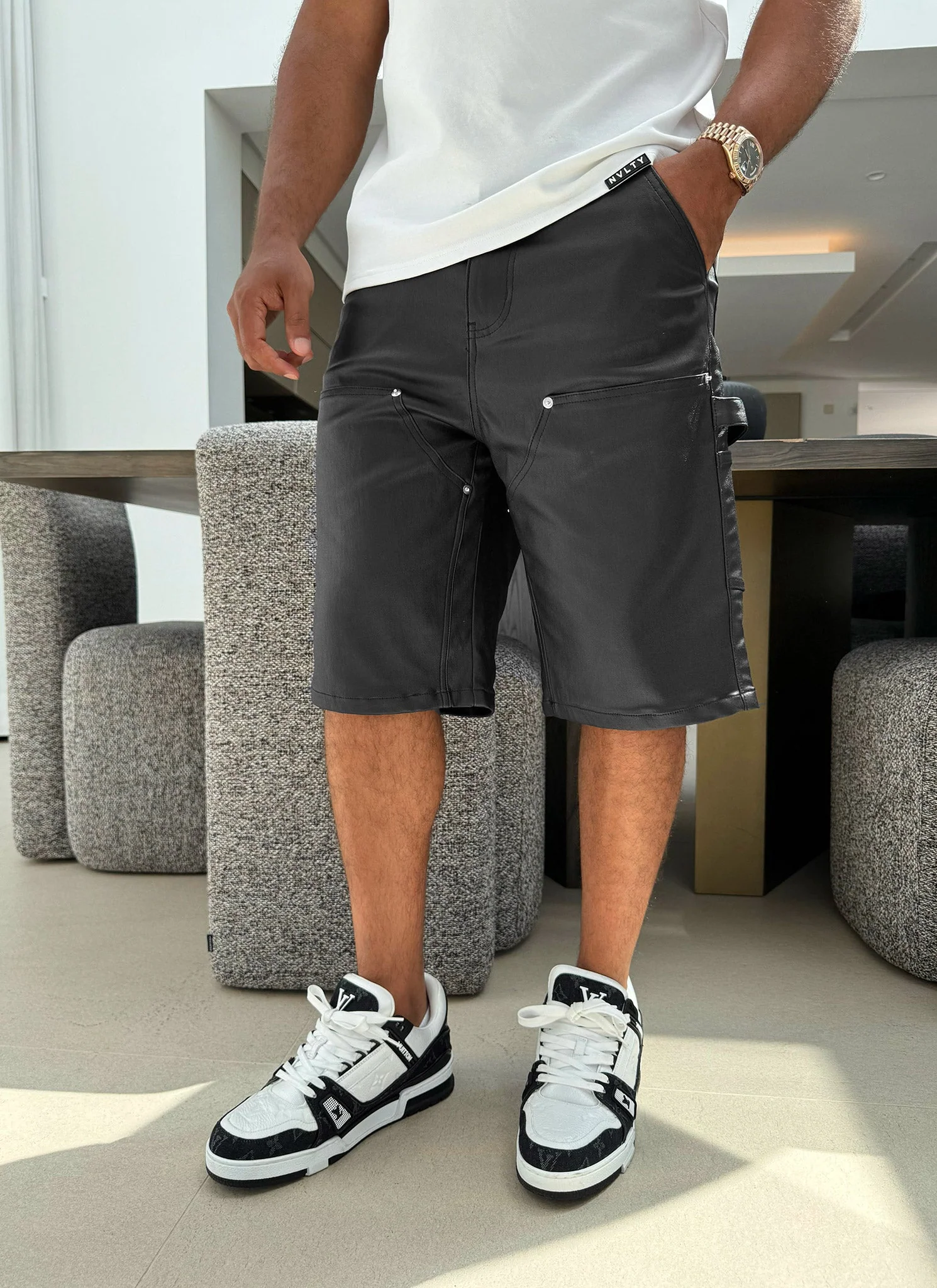 Vintage Carpenter Wax Shorts - Black - Image 7