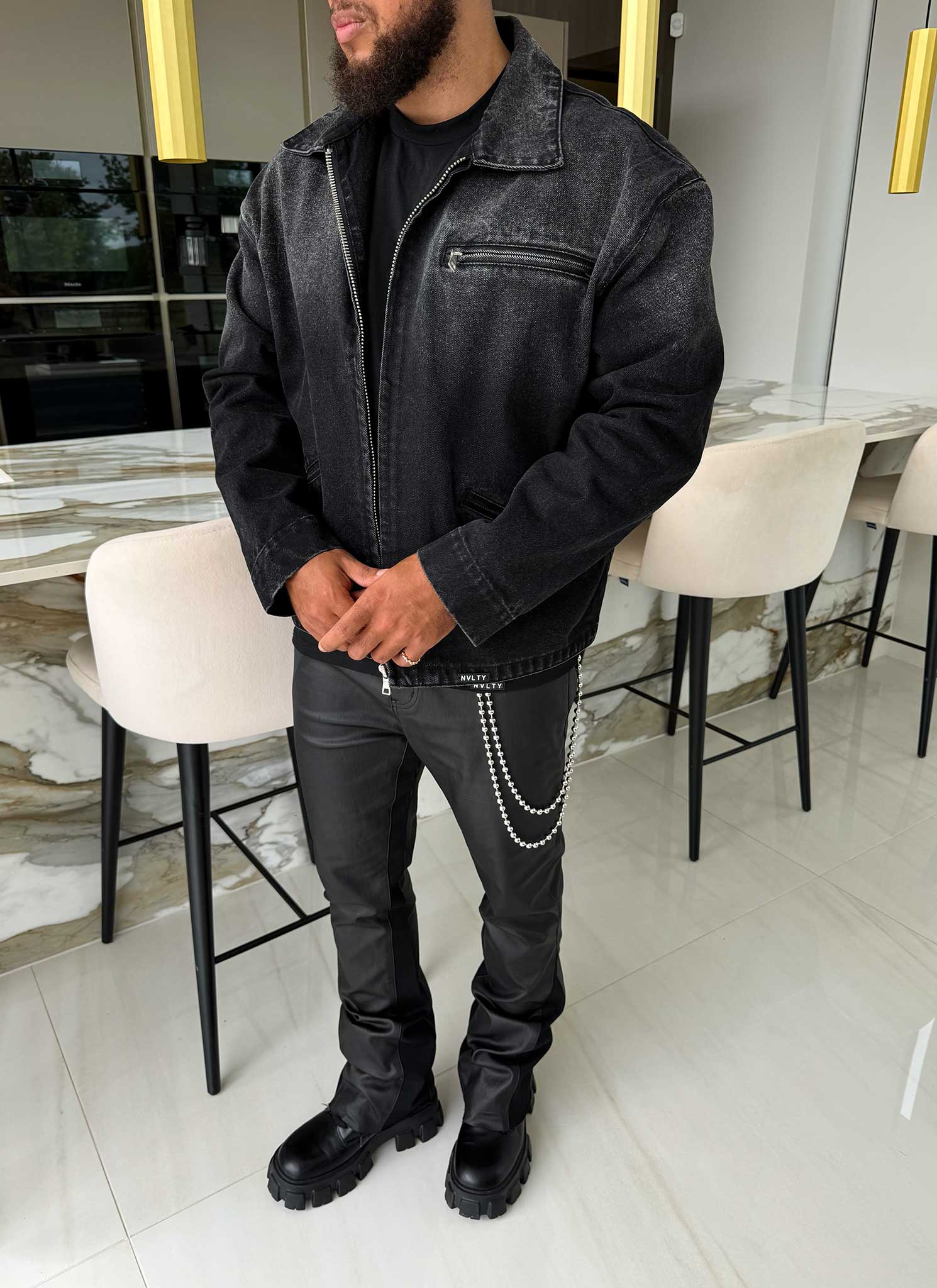 Vintage Deep Fade Denim Jacket - Black - Image 5