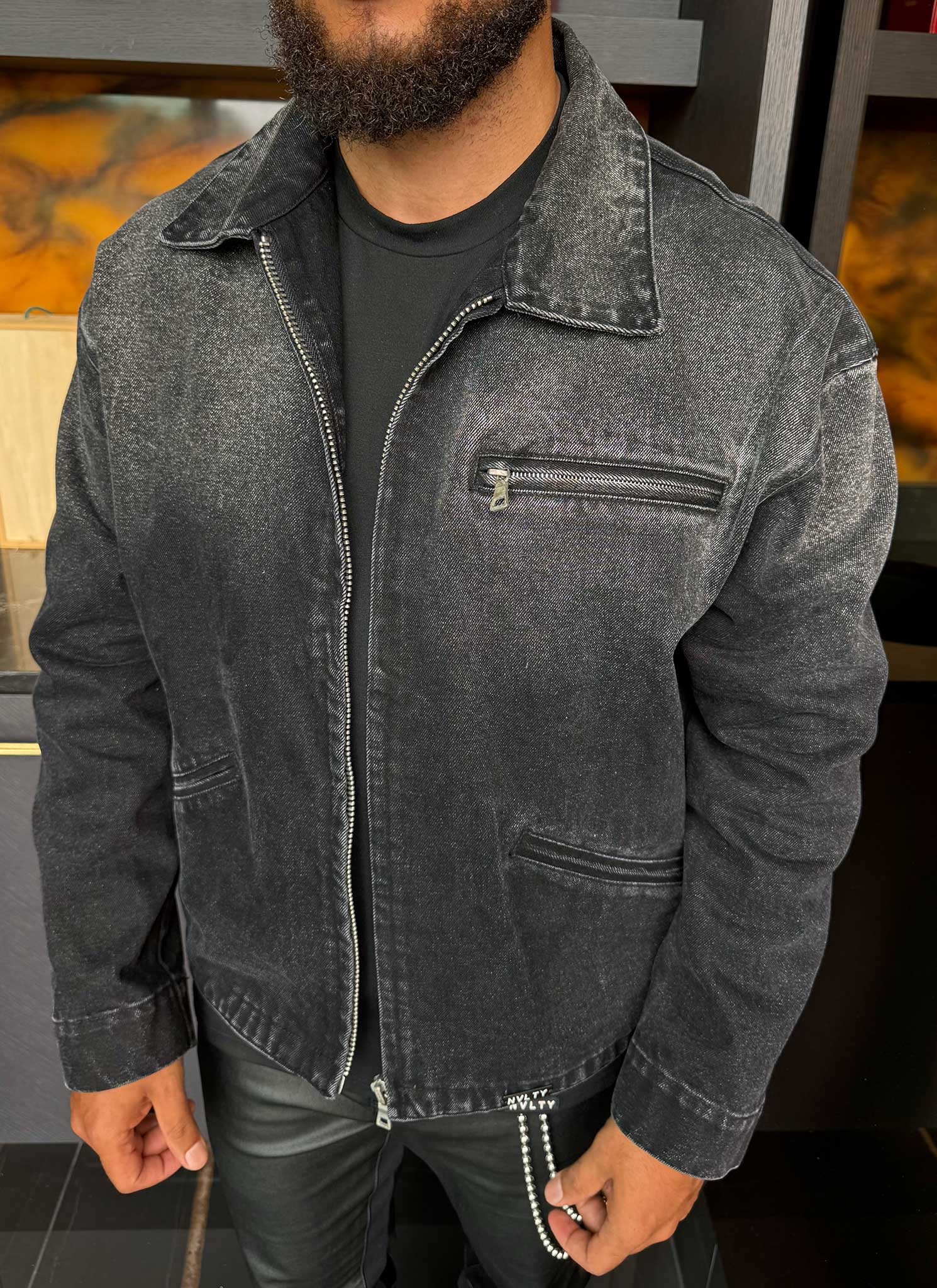 Vintage Deep Fade Denim Jacket - Black - Image 6