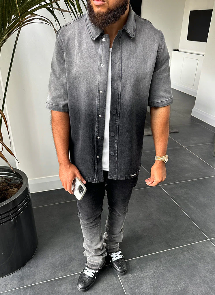 Vintage Deep Fade Denim Shirt - Black - Image 14