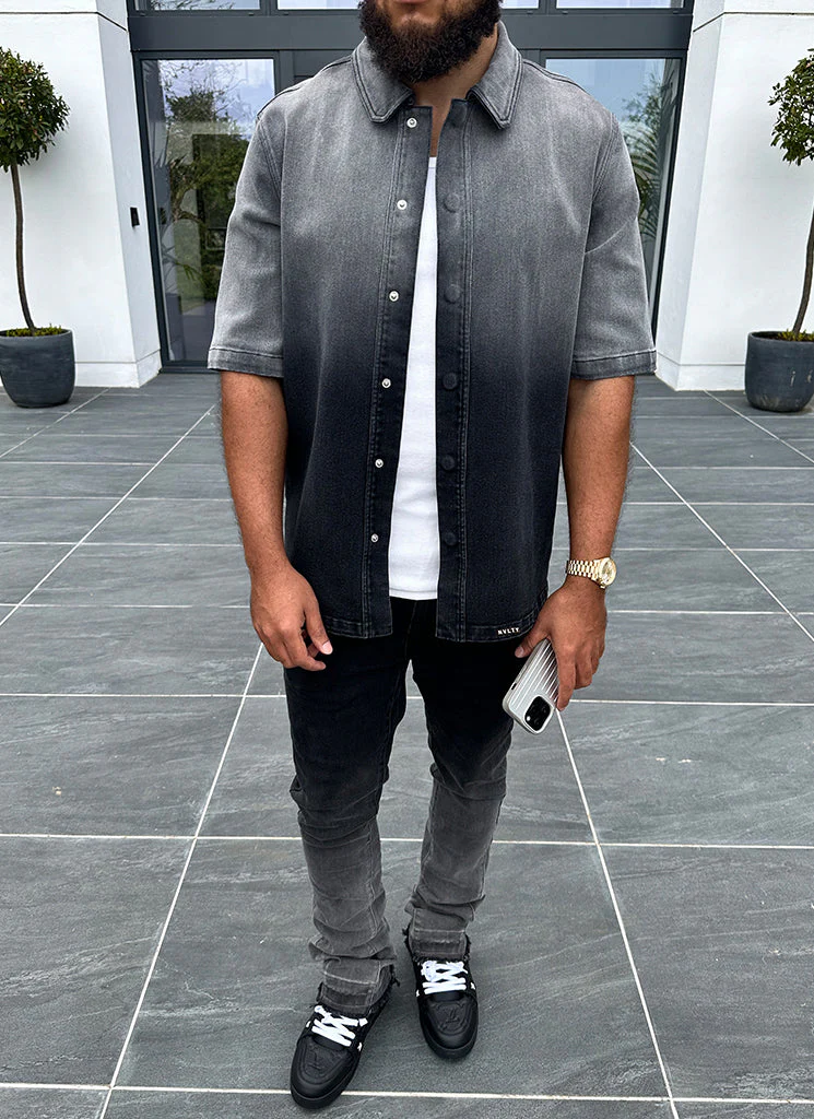 Vintage Deep Fade Denim Shirt - Black - Image 3
