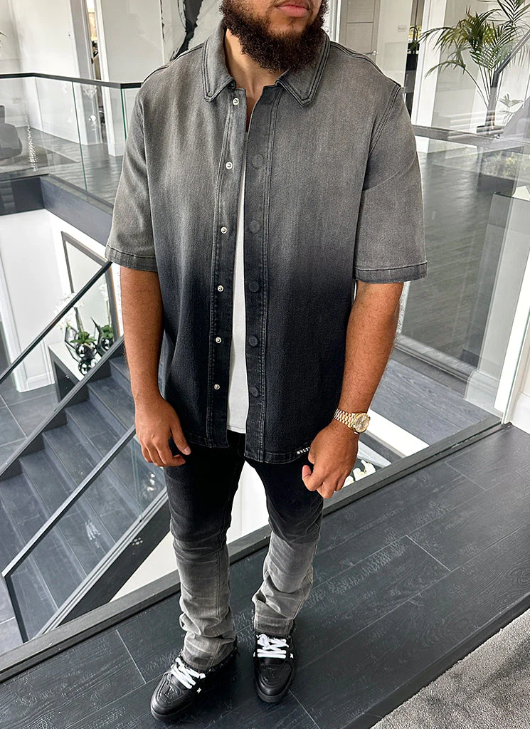 Vintage Deep Fade Denim Shirt - Black - Image 5