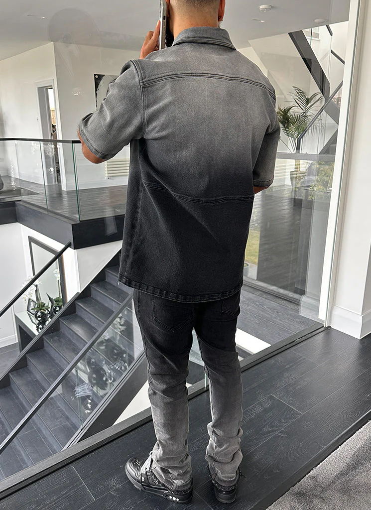 Vintage Deep Fade Denim Shirt - Black - Image 7