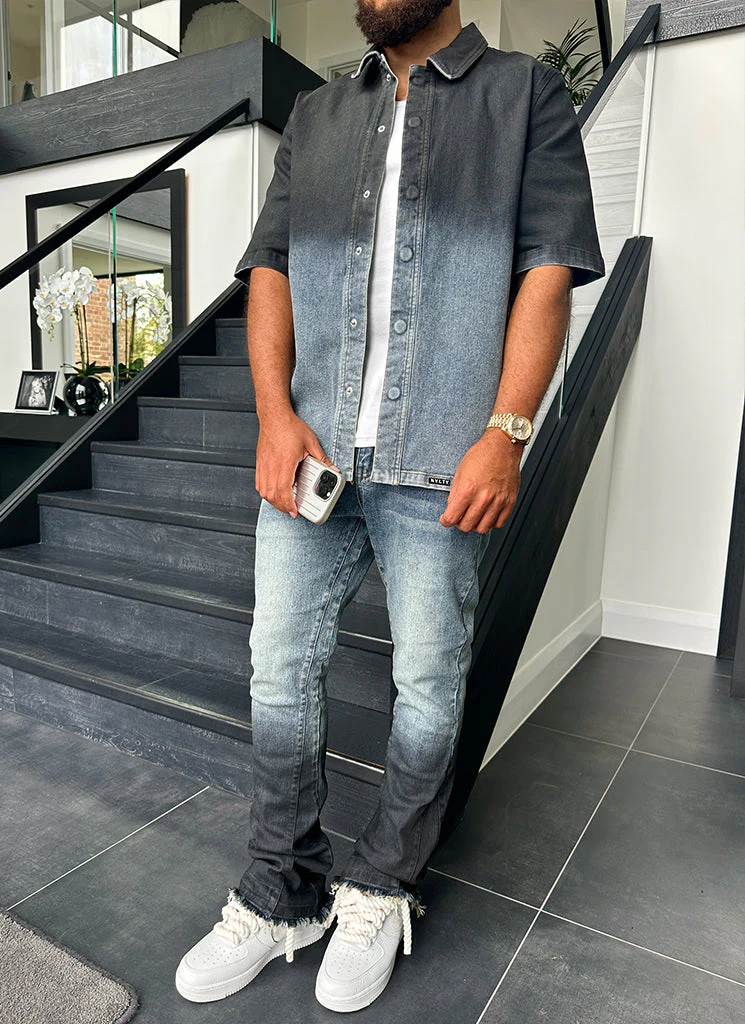 Vintage Deep Fade Denim Shirt - Blue - Image 10
