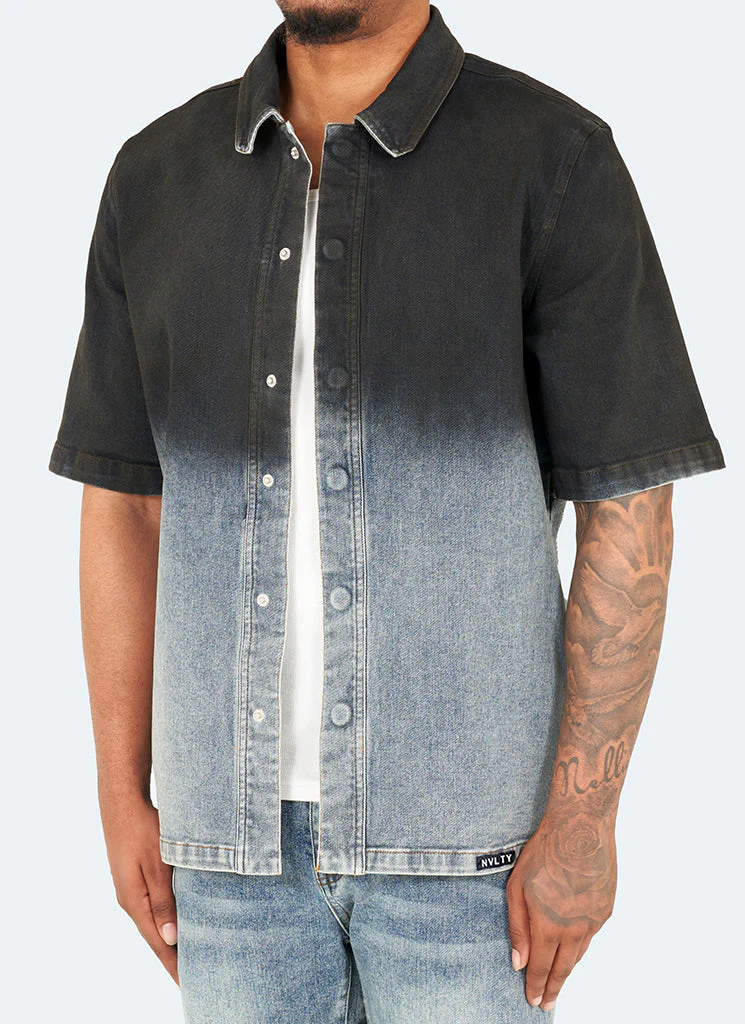 Vintage Deep Fade Denim Shirt - Blue - Image 2