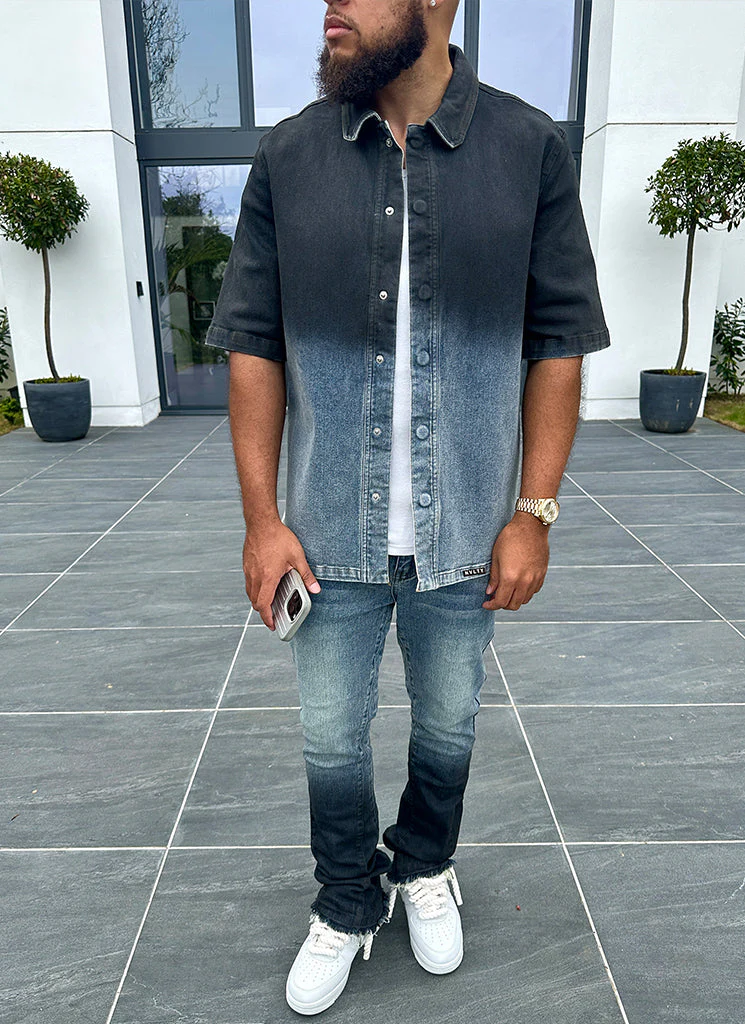 Vintage Deep Fade Denim Shirt - Blue - Image 3